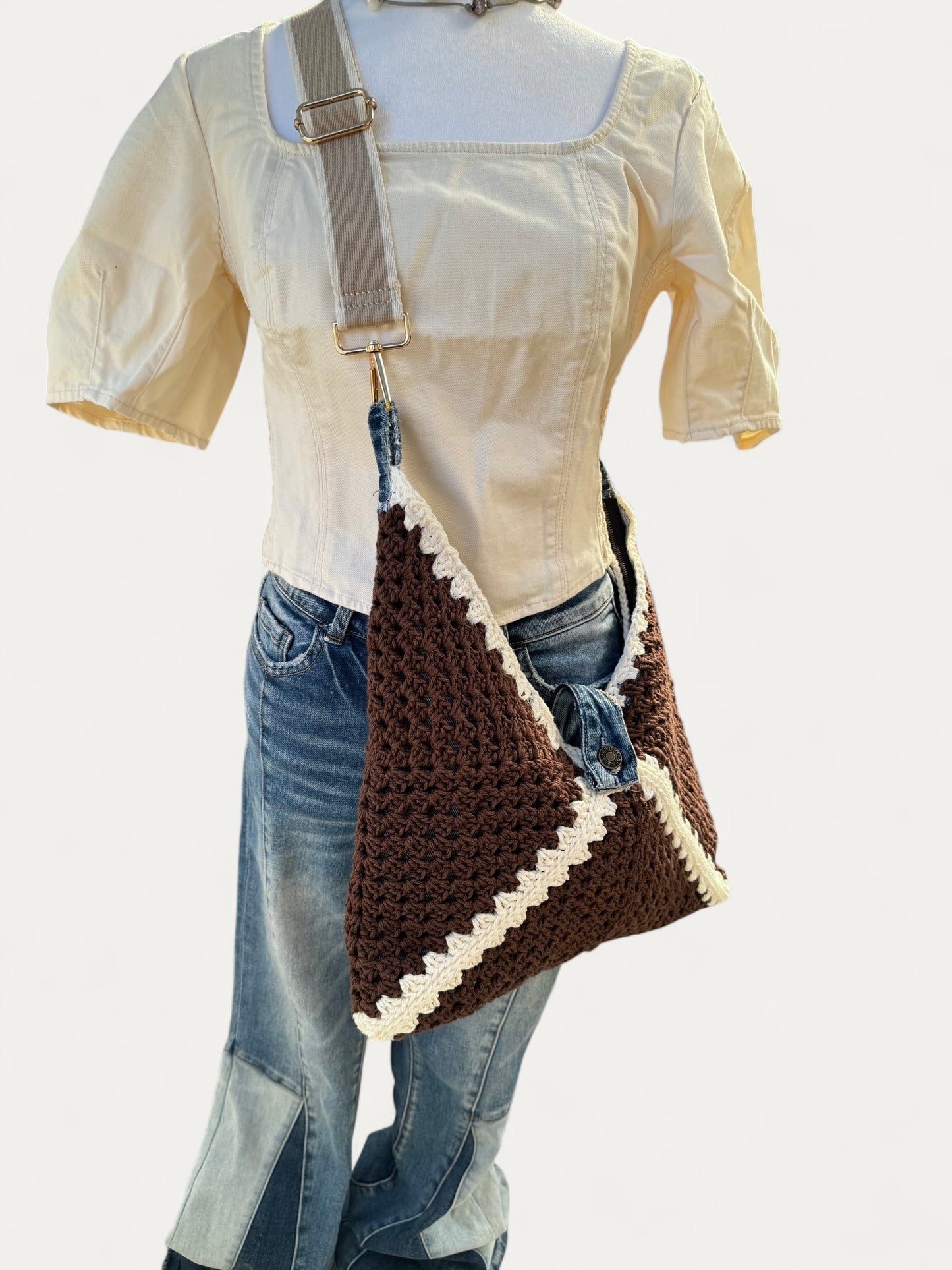 Cookies and Cream LUNA hand crochet bag