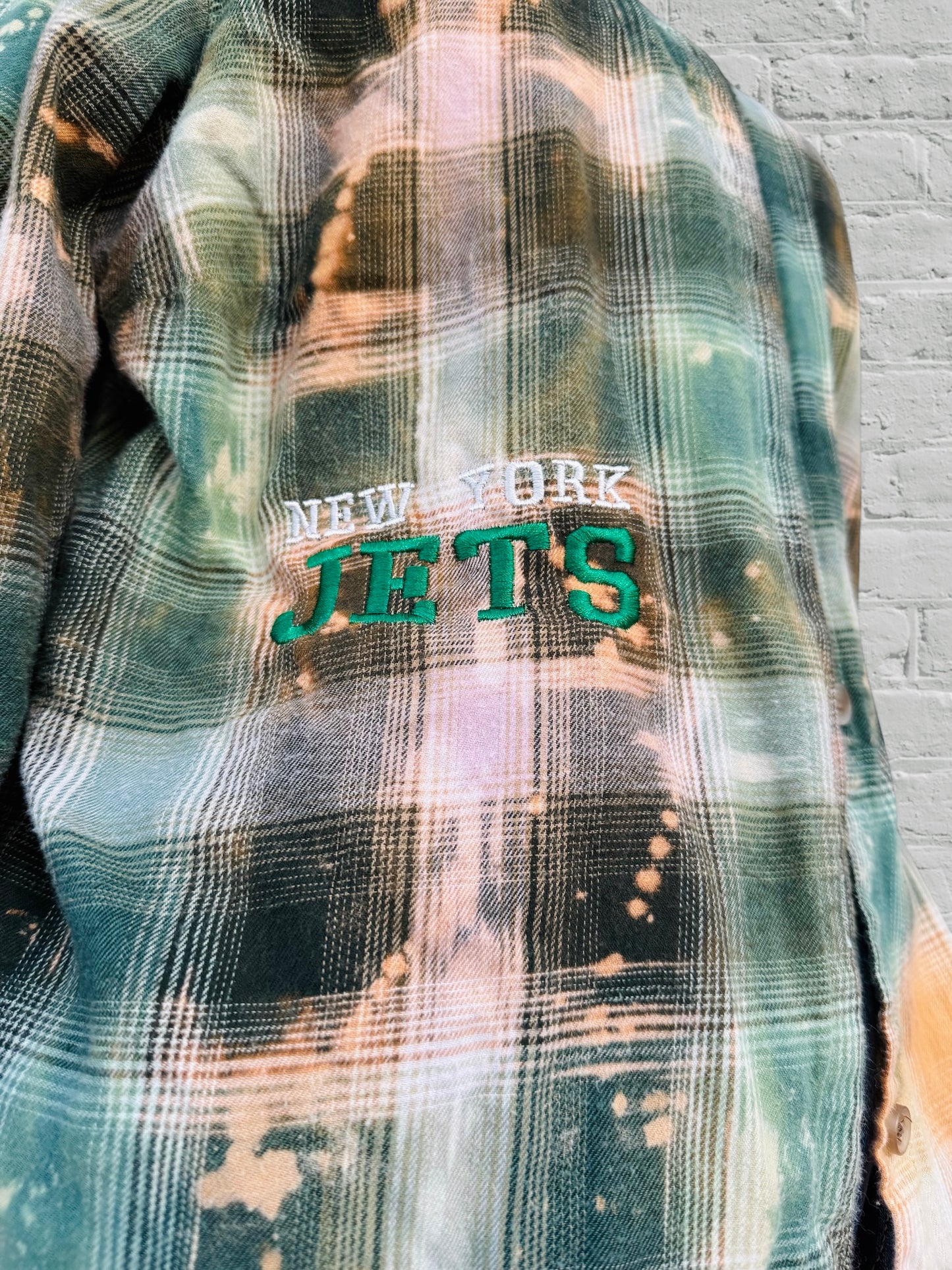 NY Jets - Upcycled Distressed Flannel