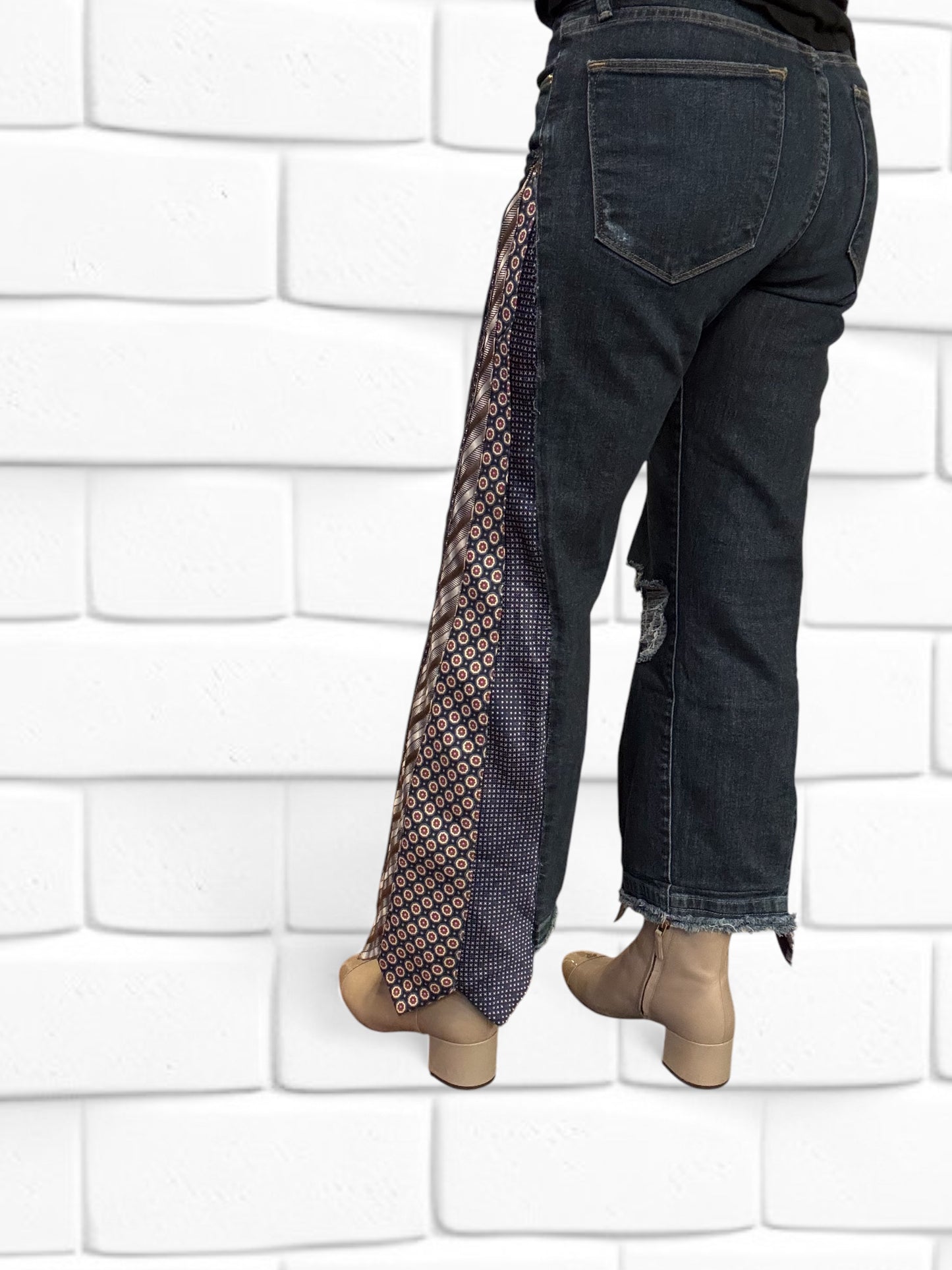 Designer Upcycled Frame Jeans & Vintage Neck Ties
