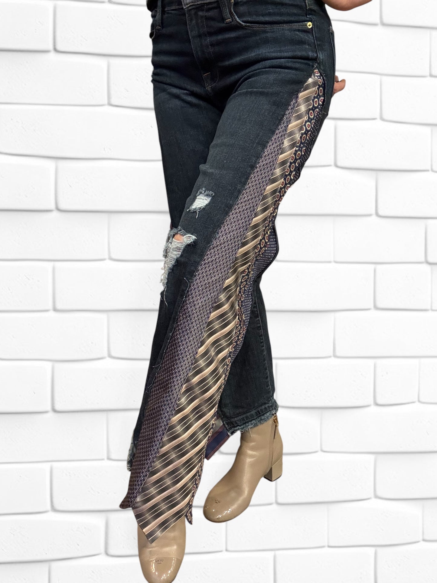Designer Upcycled Frame Jeans & Vintage Neck Ties