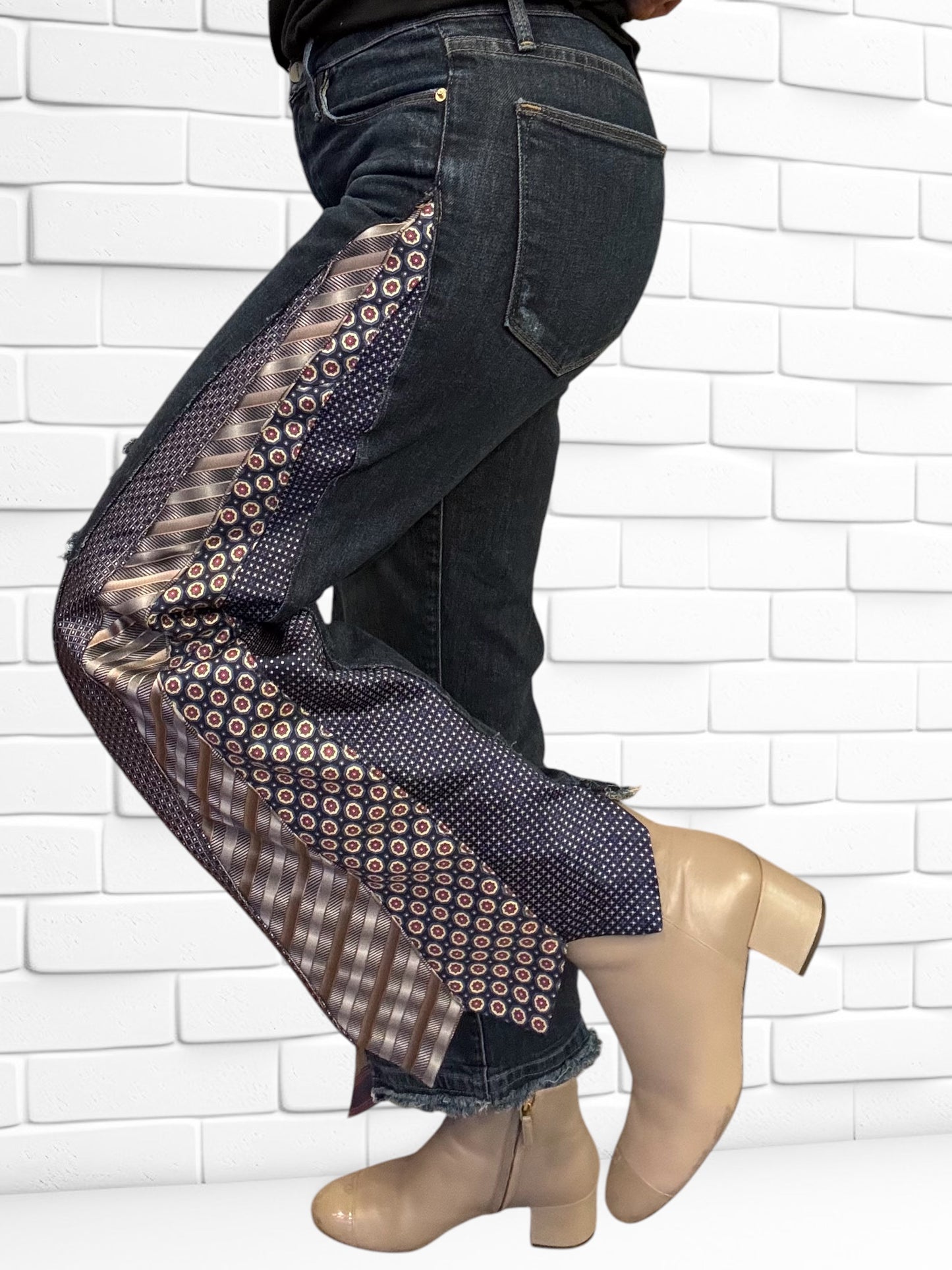 Designer Upcycled Frame Jeans & Vintage Neck Ties