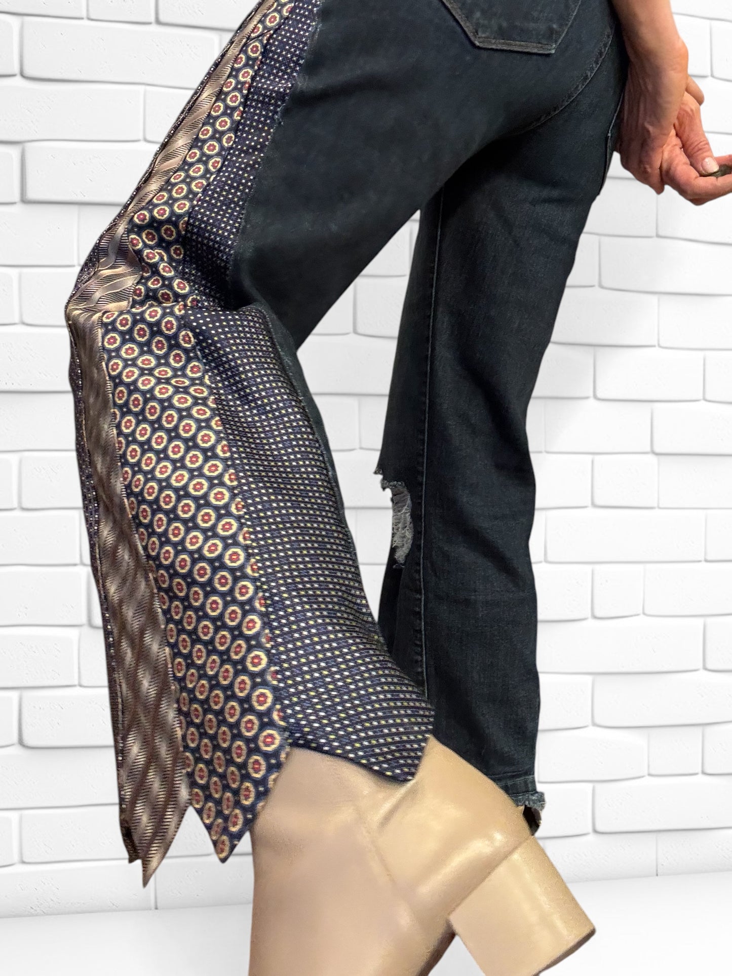 Designer Upcycled Frame Jeans & Vintage Neck Ties