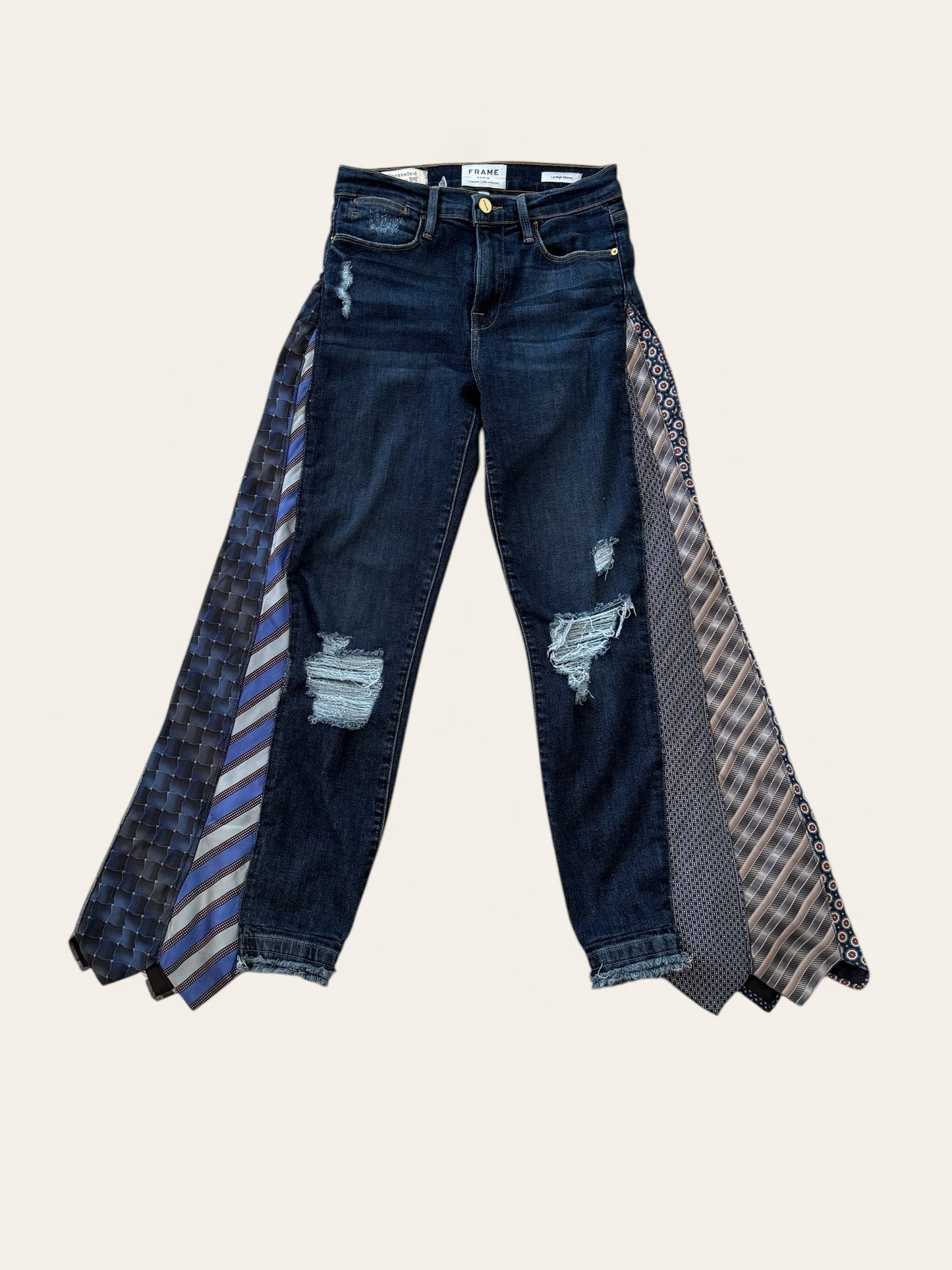 Designer Upcycled Frame Jeans & Vintage Neck Ties