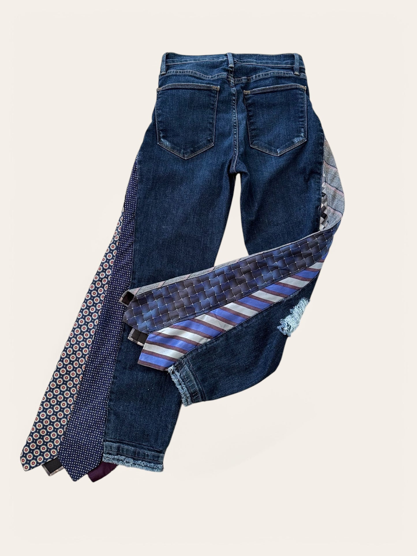 Designer Upcycled Frame Jeans & Vintage Neck Ties