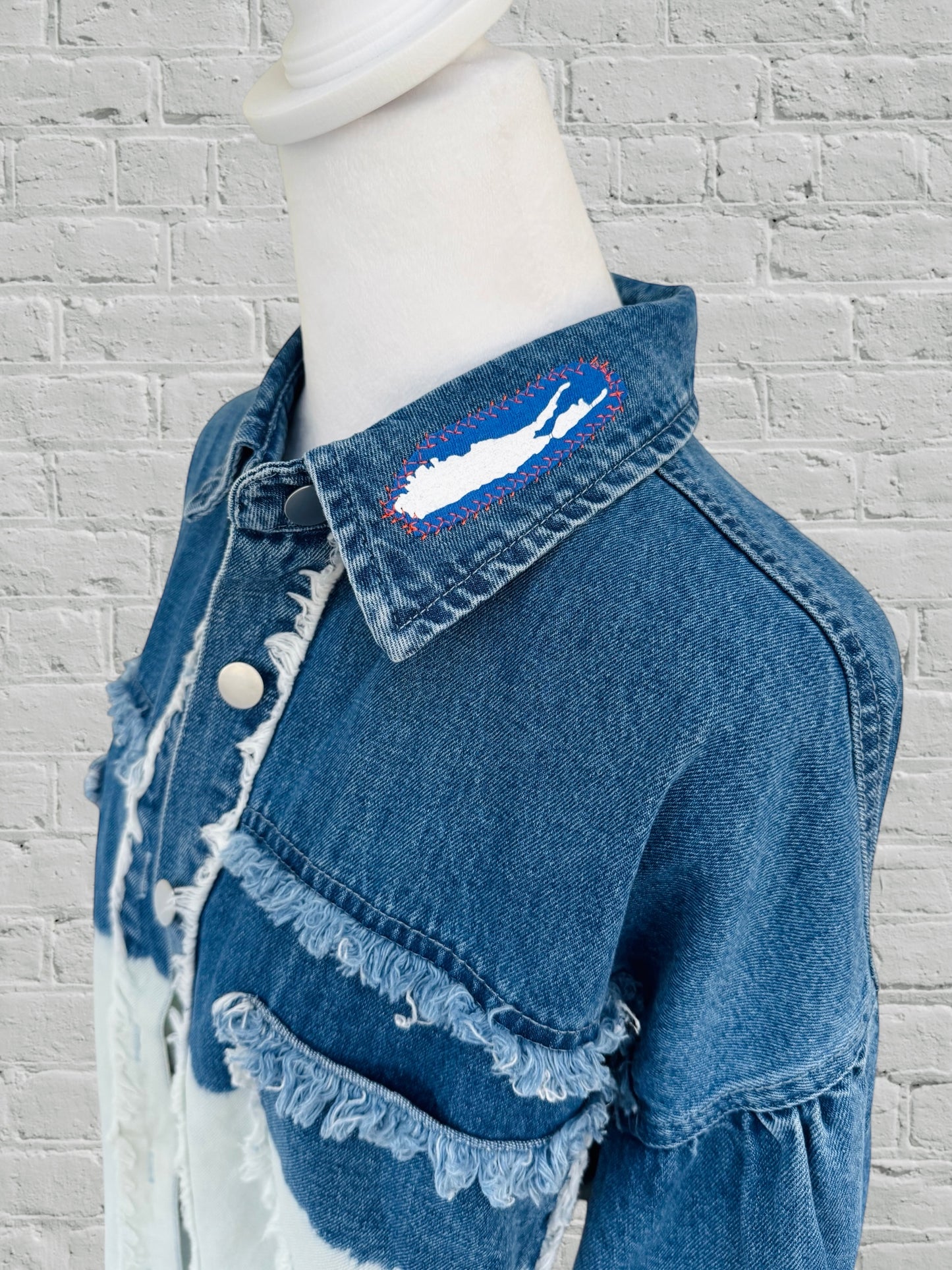 NY Islanders Upcycled Denim Jacket