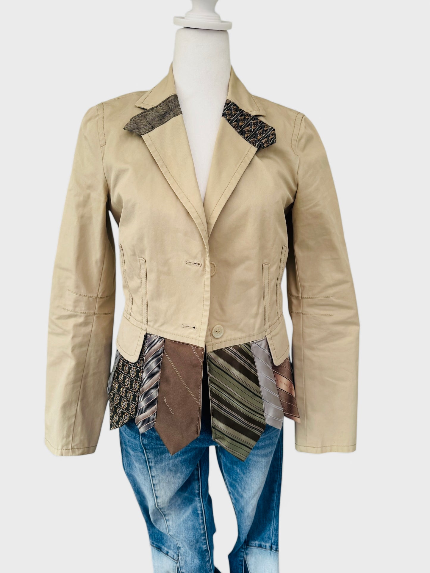 Ties Upcycled blazer with Denim Blooms