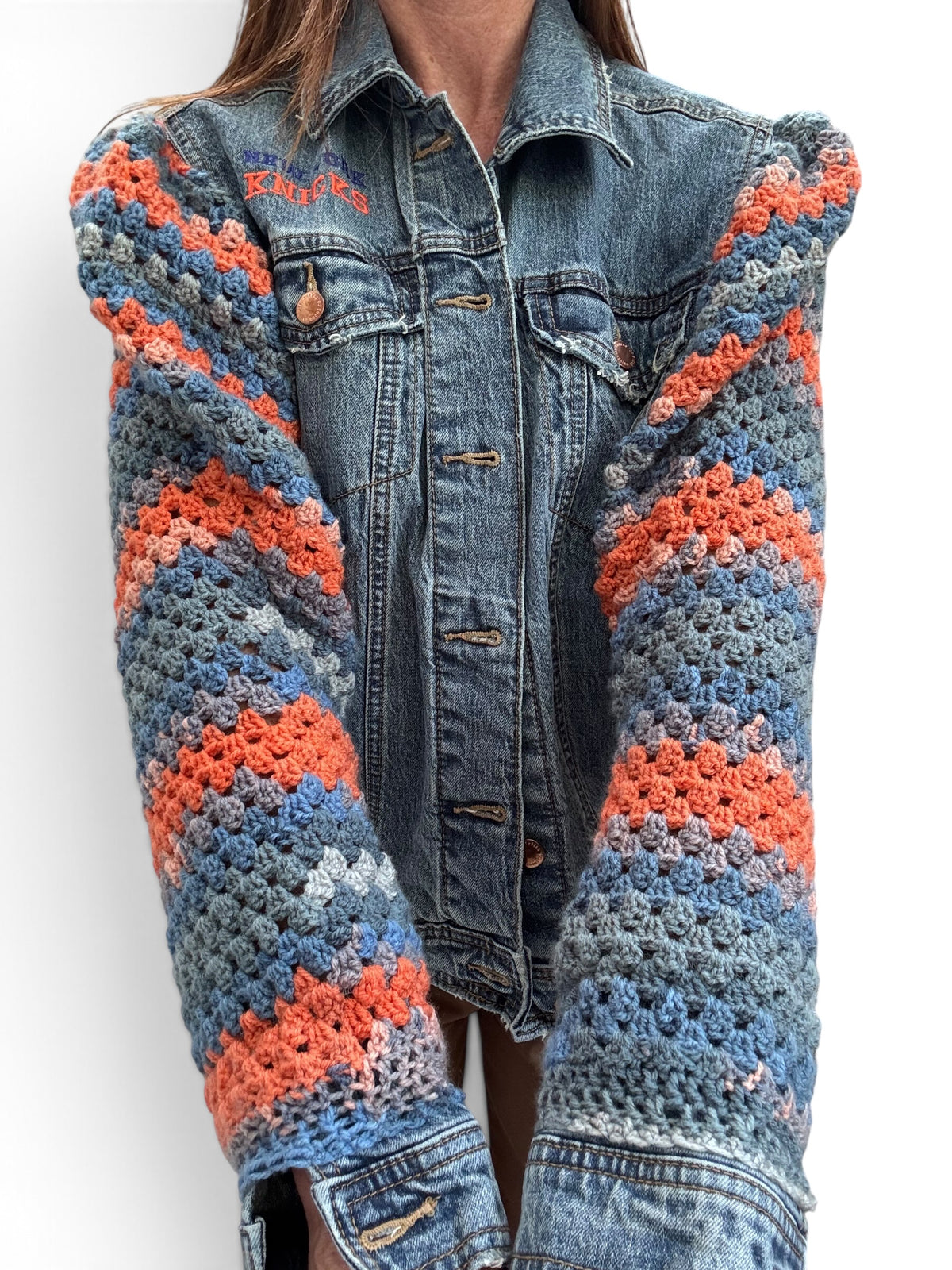 Upcycled Crochet Sleeve Knicks Jacket