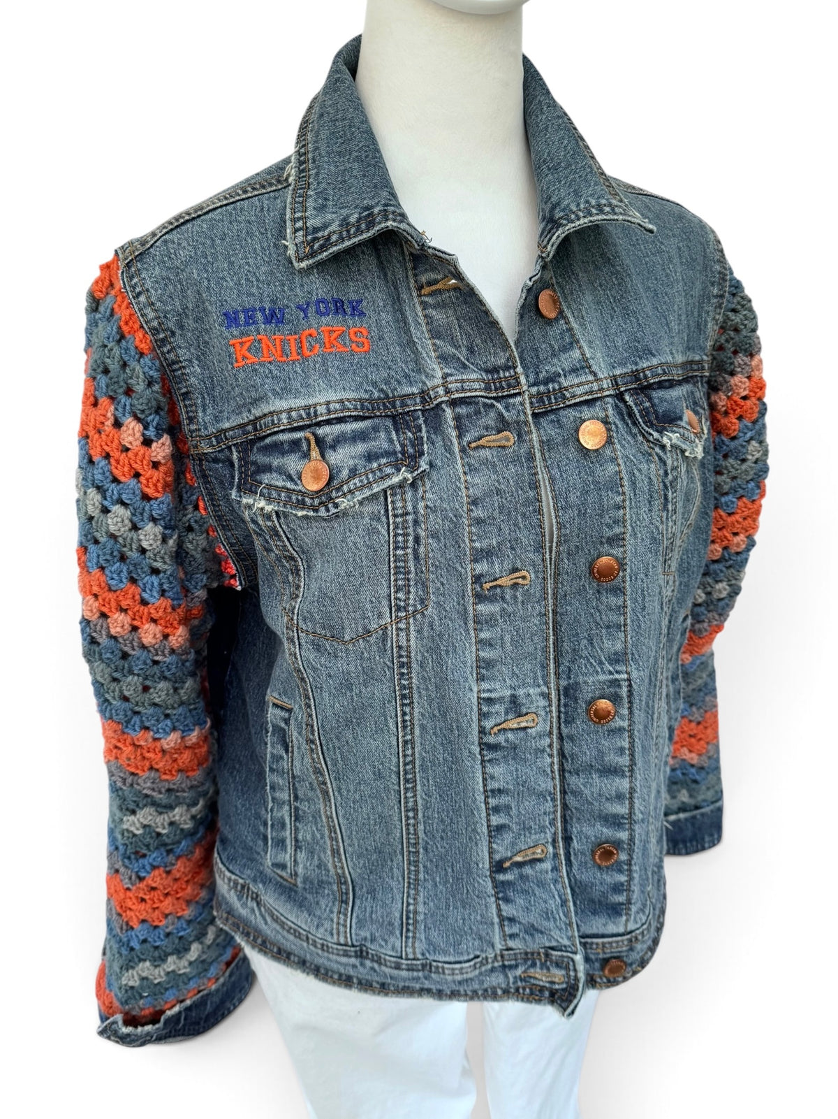 Upcycled Crochet Sleeve Knicks Jacket