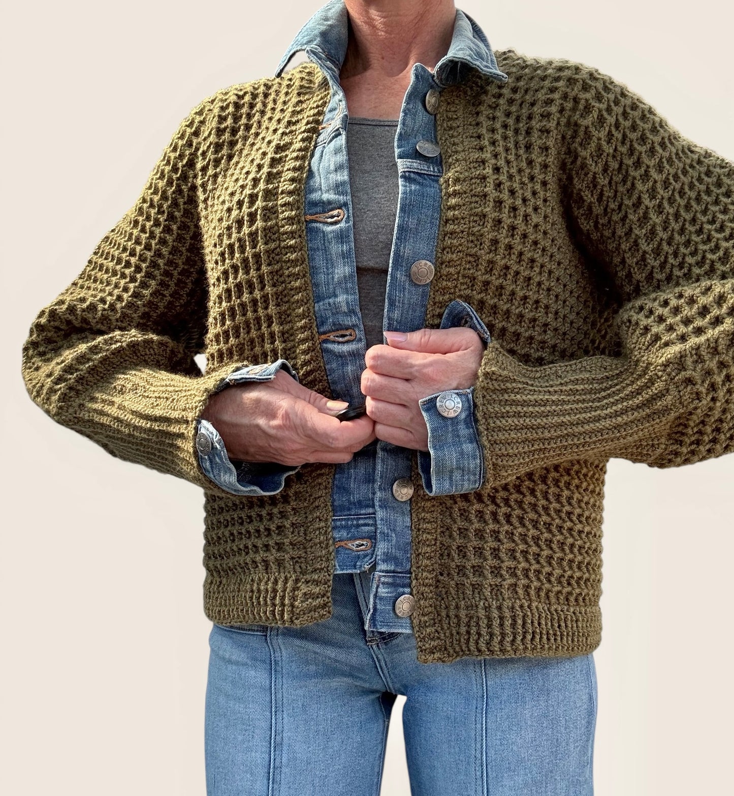 Olive Waffle Denim Jacket