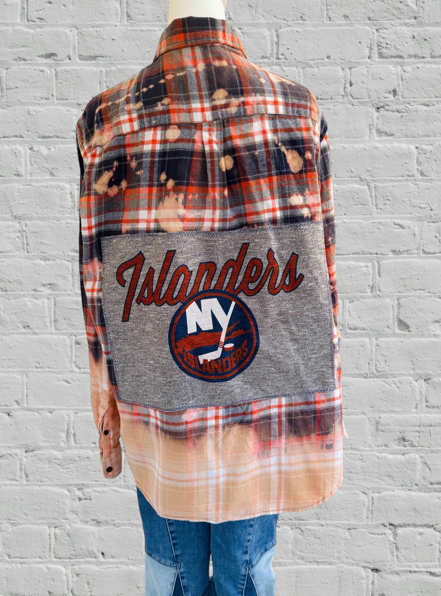 NY Islanders - Heathered Patch - Upcycled Distressed Flannel