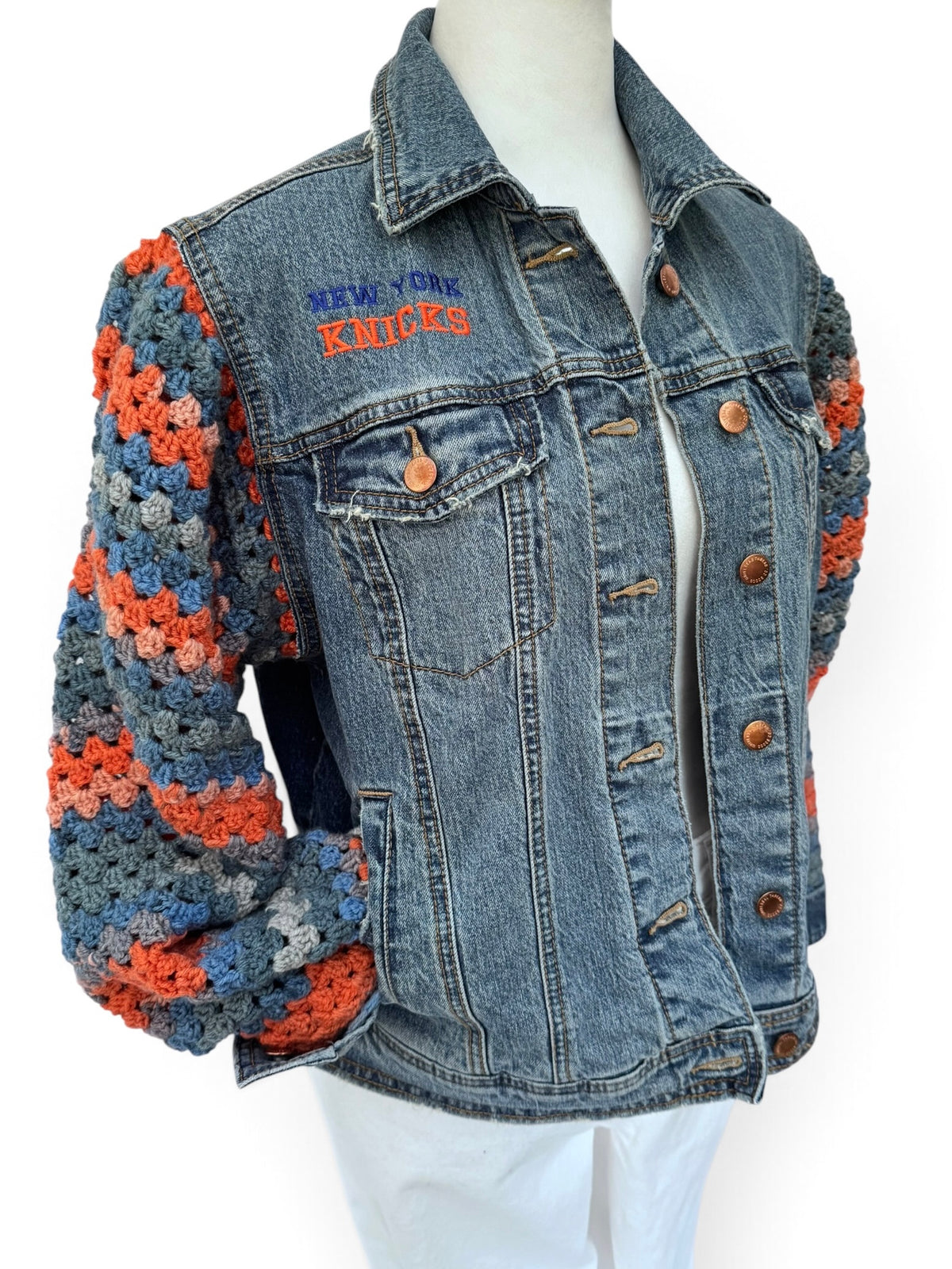 Upcycled Crochet Sleeve Knicks Jacket