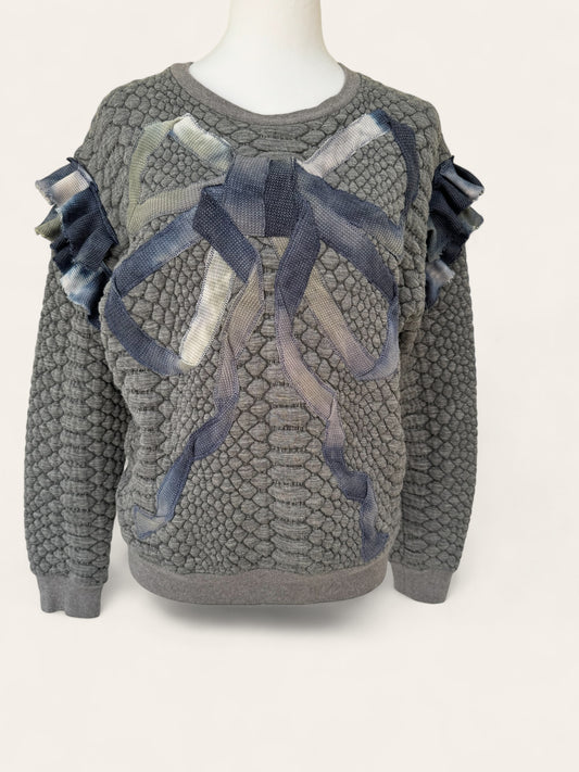 Designer Upcycled Bow Sandro Sweatshirt