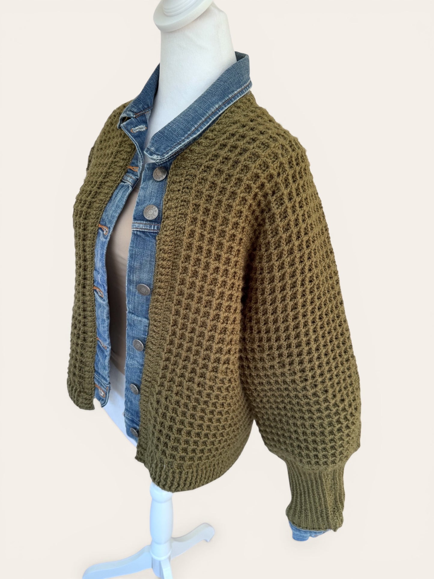 Olive Waffle Denim Jacket