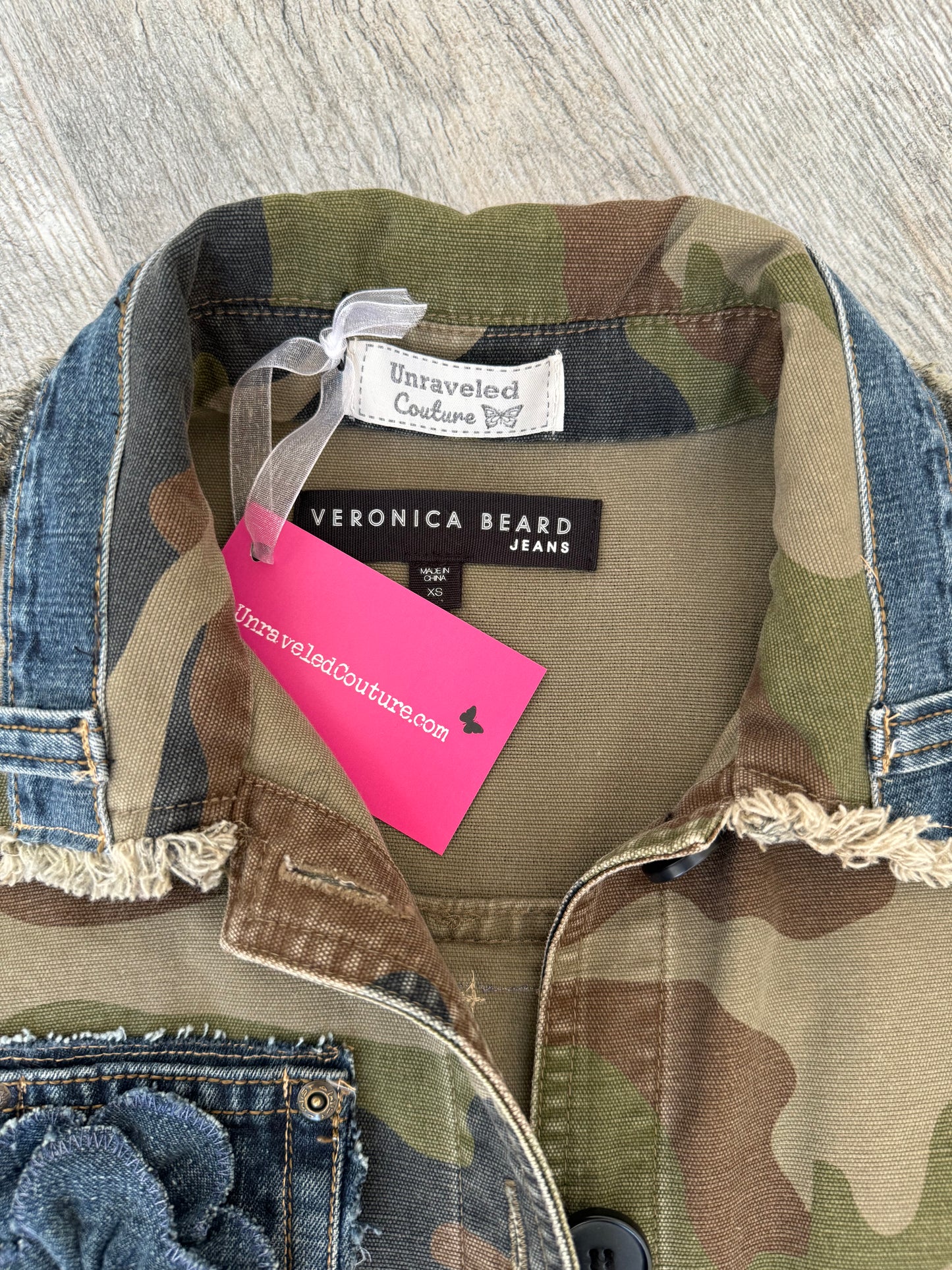 Designer Upcycled Camouflage Utility Denim Veronica Beard Jacket