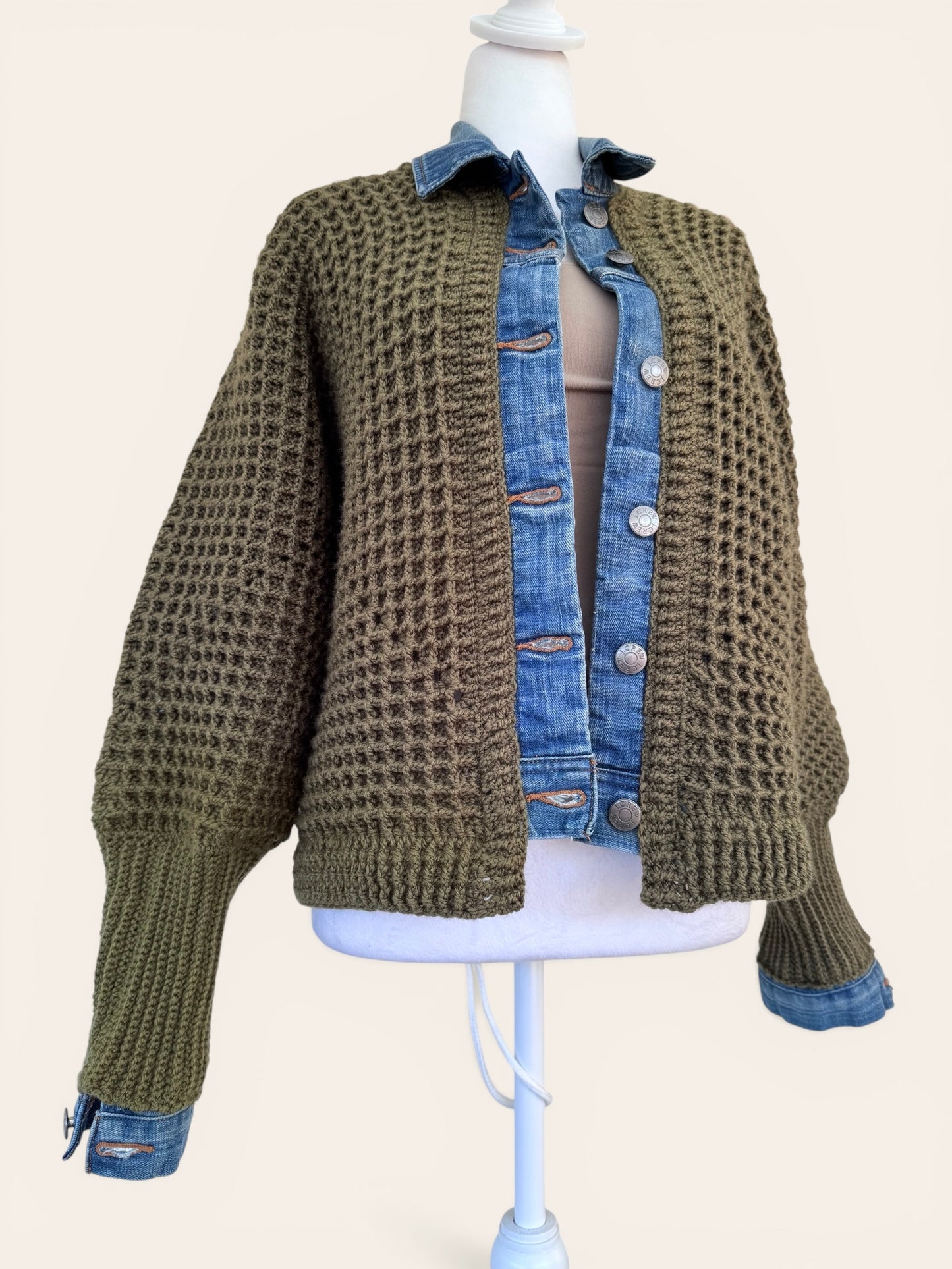 Olive Waffle Denim Jacket