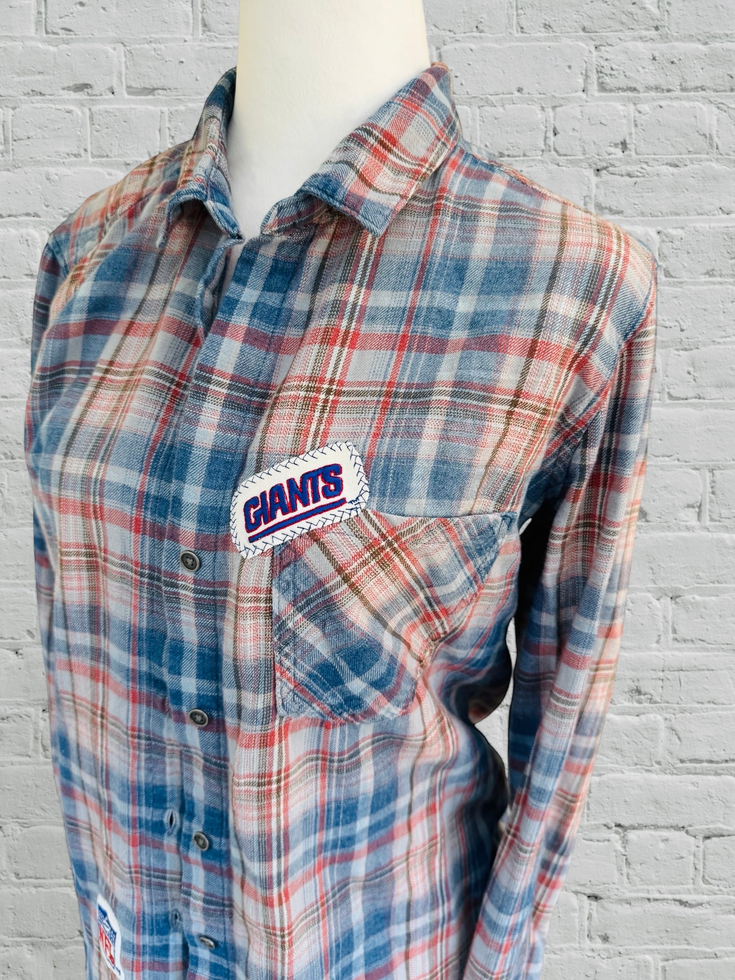 NY Giants- Upcycled Distressed Flannel