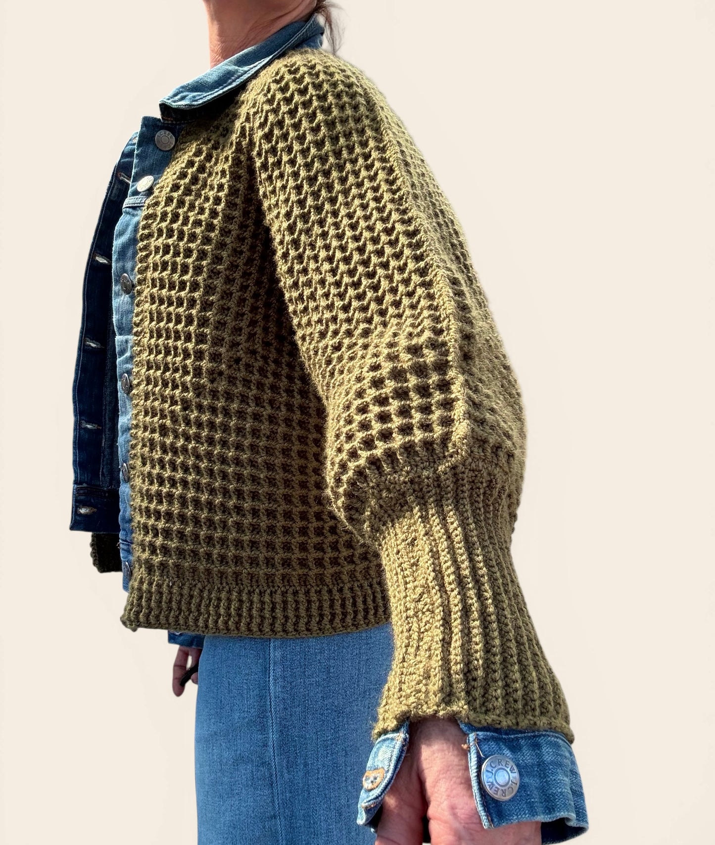 Olive Waffle Denim Jacket