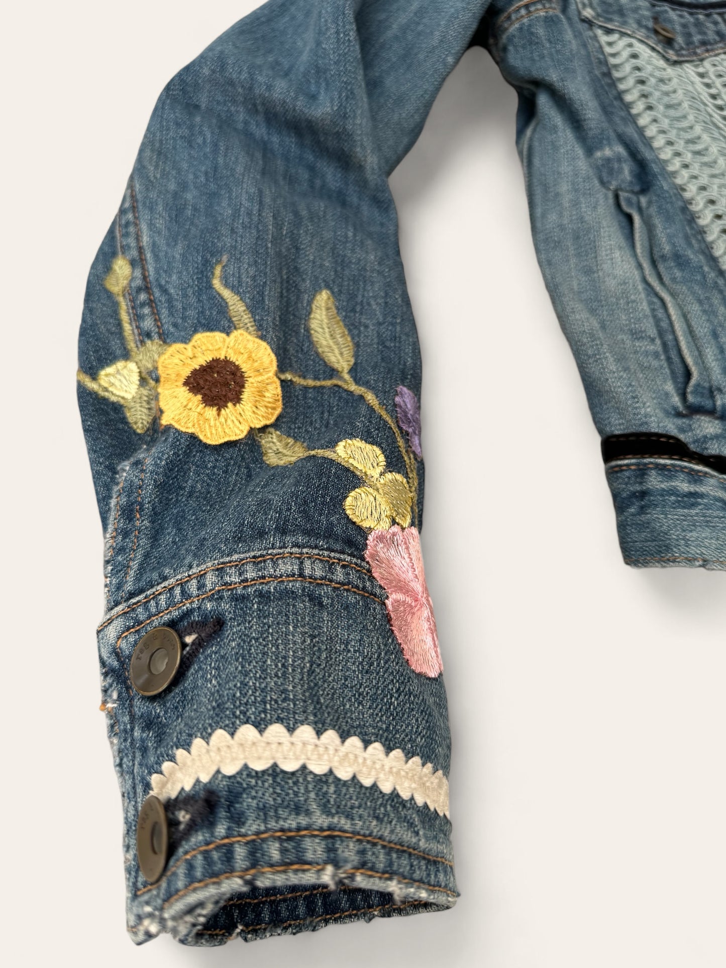 Designer Upcycled Floral Denim Rag&Bone Jacket