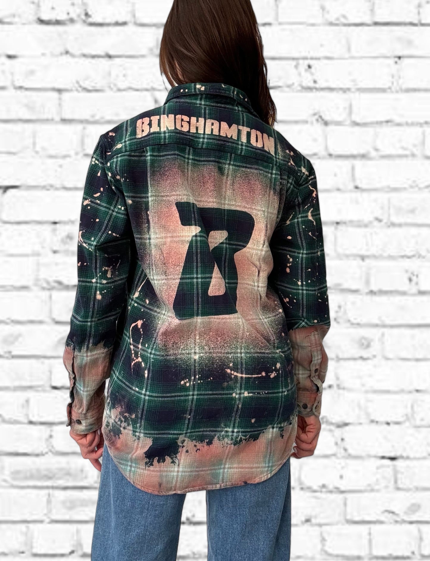 Binghamton University Bleached Logo Flannel