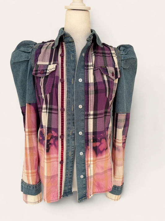 Designer Upcycled Denim-Plaid D&G Jacket