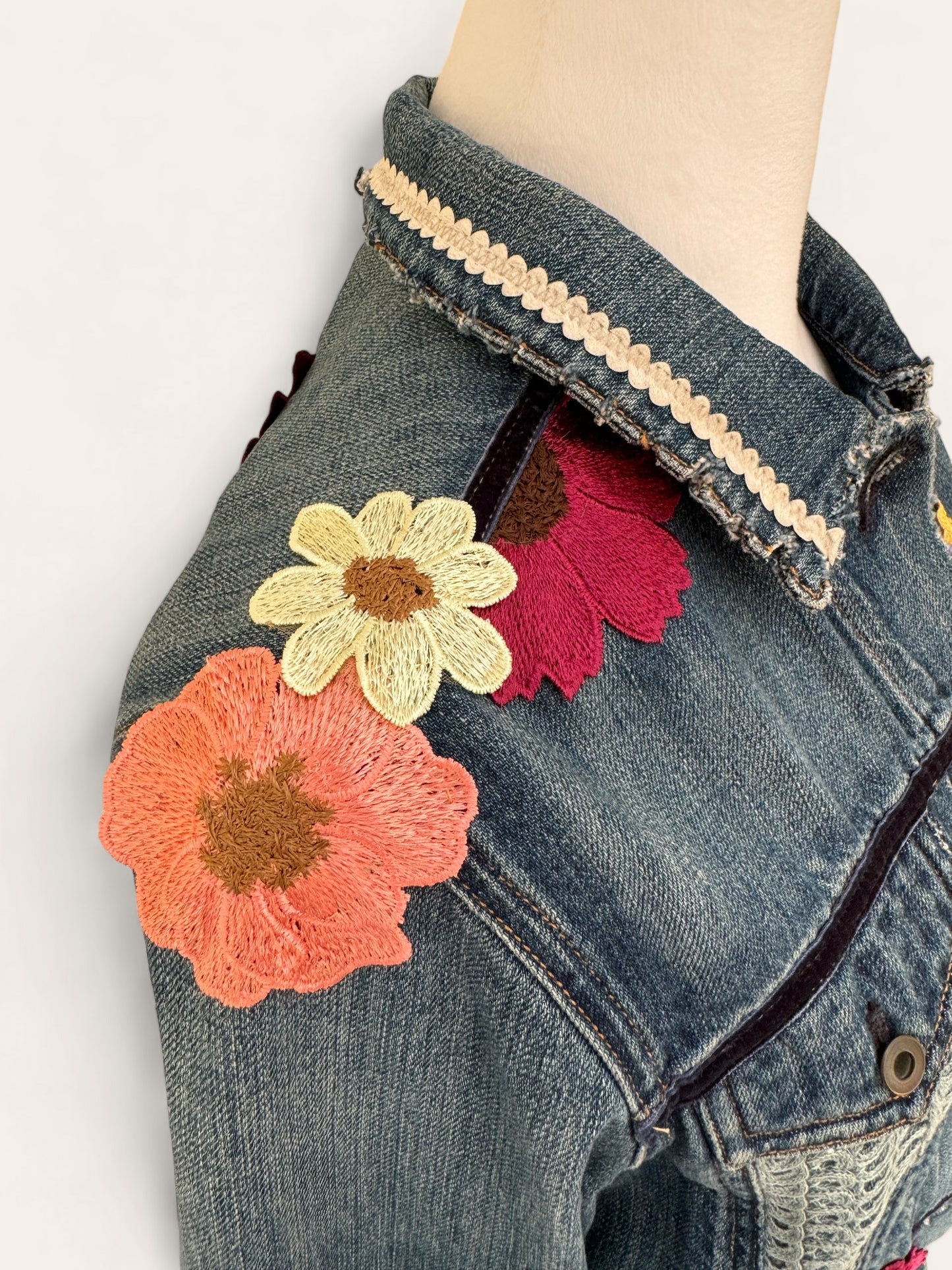 Designer Upcycled Floral Denim Rag&Bone Jacket