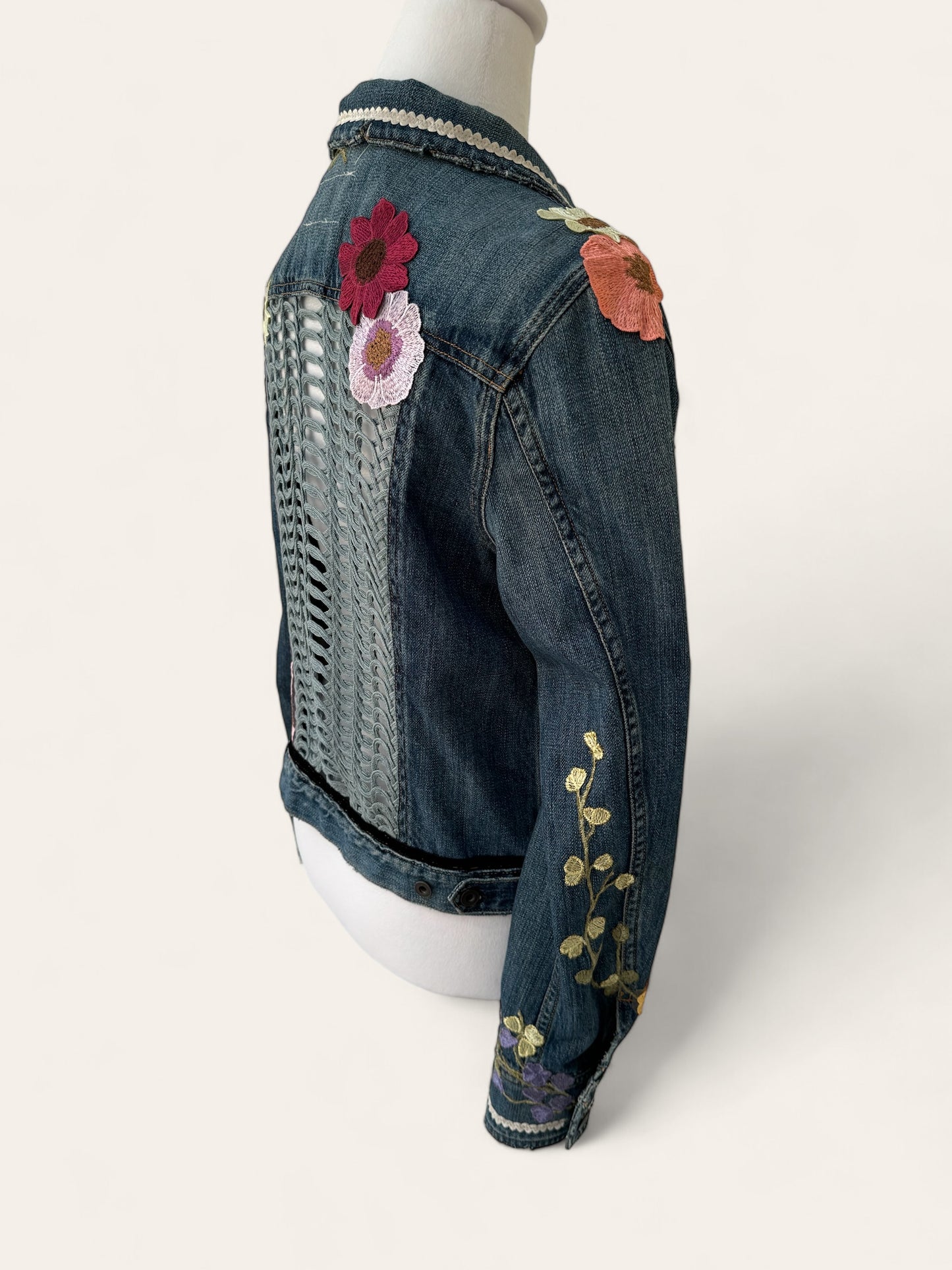 Designer Upcycled Floral Denim Rag&Bone Jacket