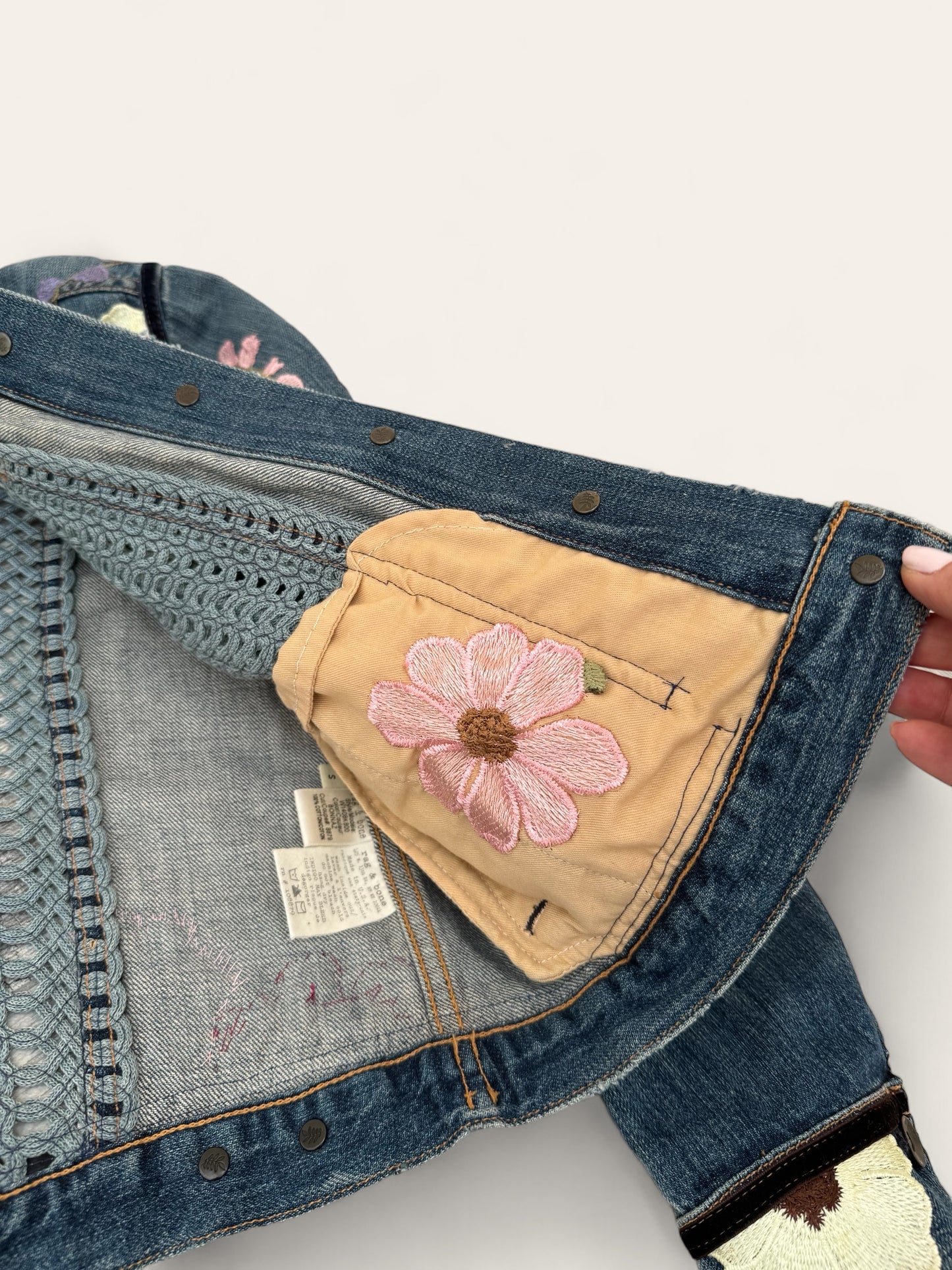 Designer Upcycled Floral Denim Rag&Bone Jacket