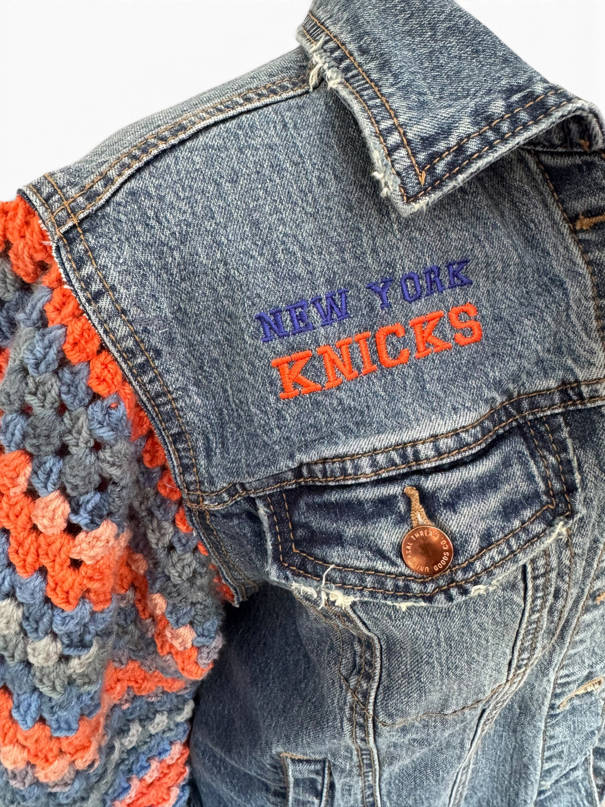 Upcycled Crochet Sleeve Knicks Jacket