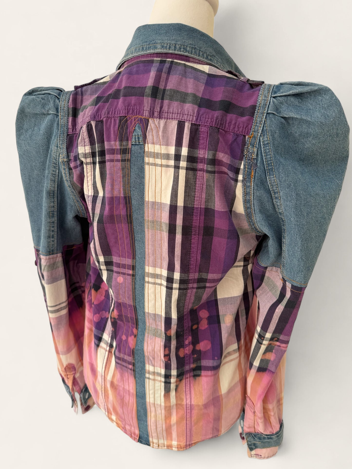 Designer Upcycled Denim-Plaid D&G Jacket