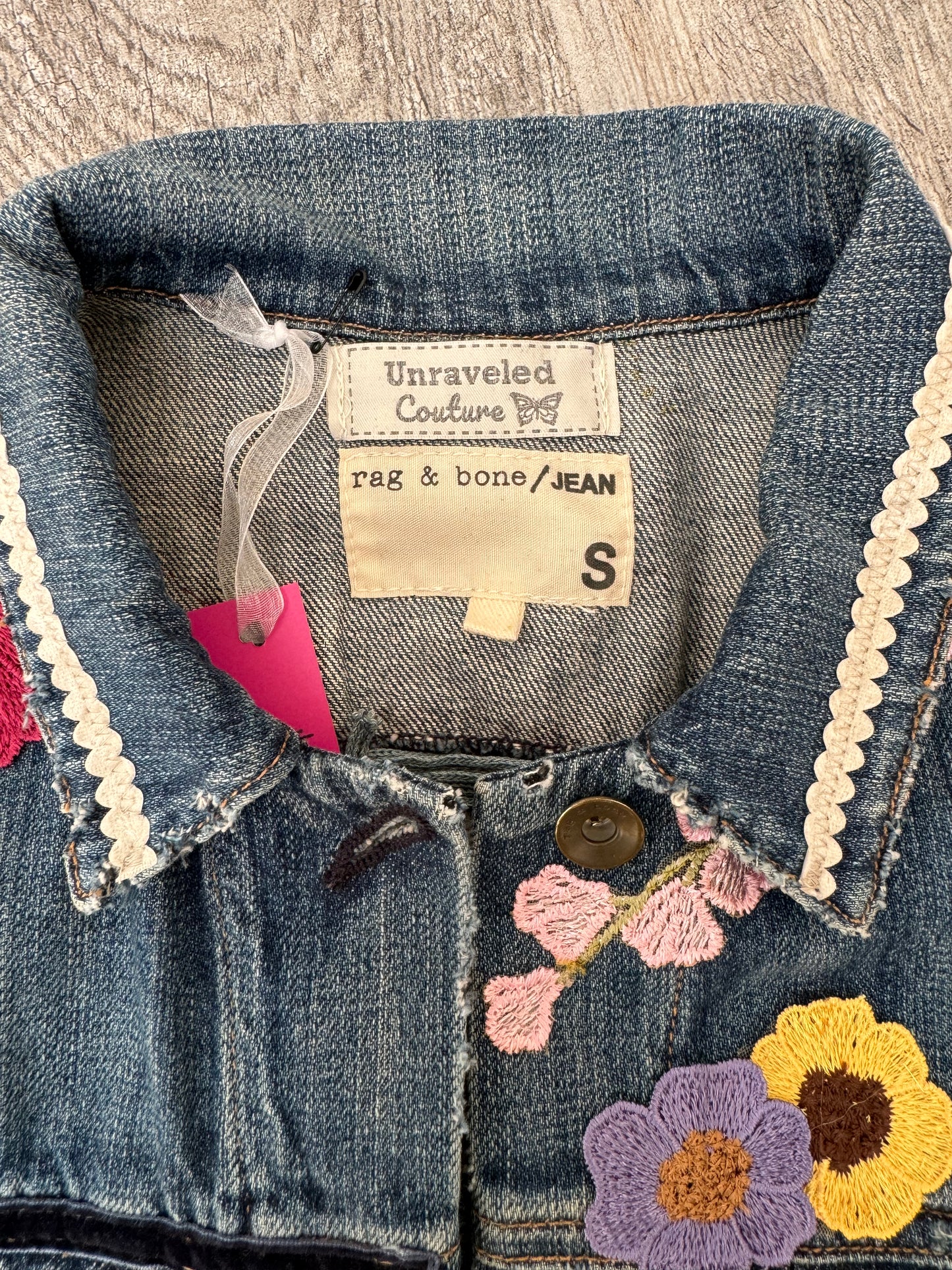 Designer Upcycled Floral Denim Rag&Bone Jacket