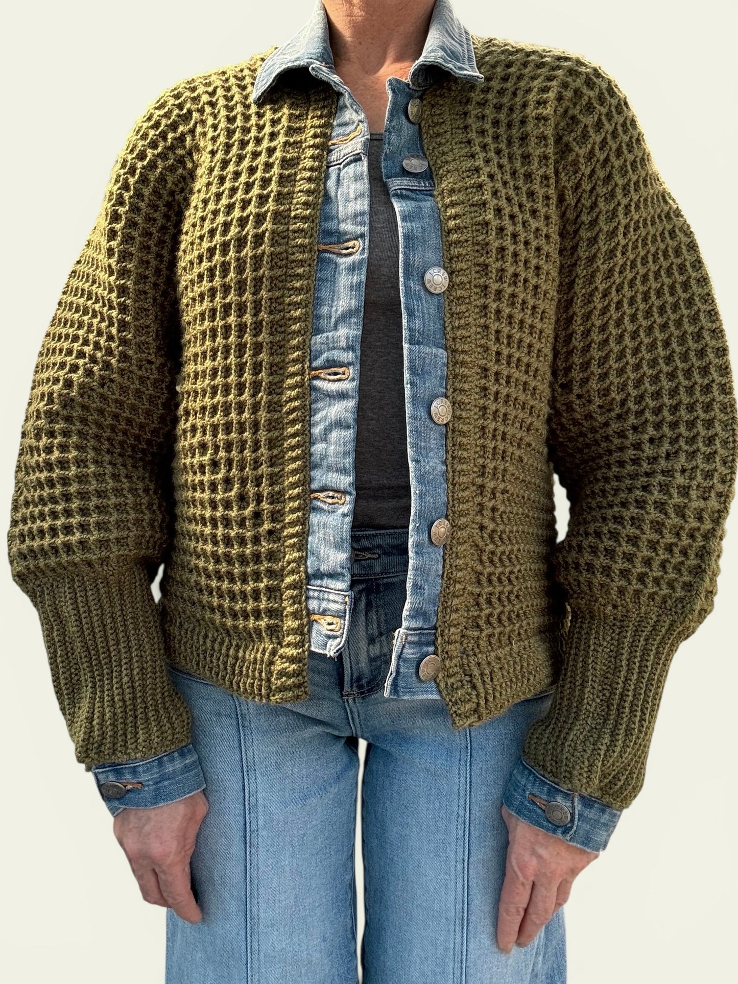 Olive Waffle Denim Jacket