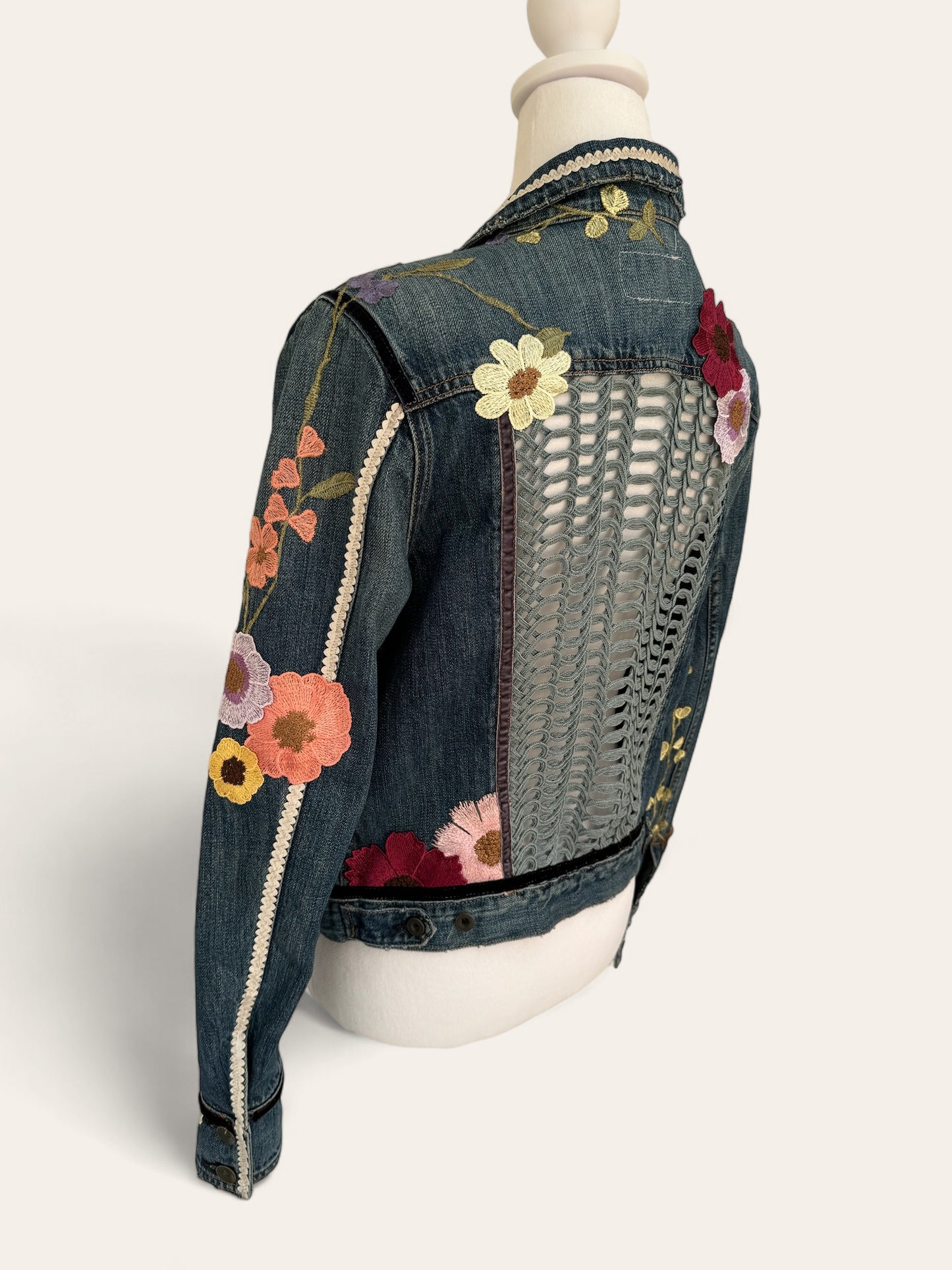 Designer Upcycled Floral Denim Rag&Bone Jacket