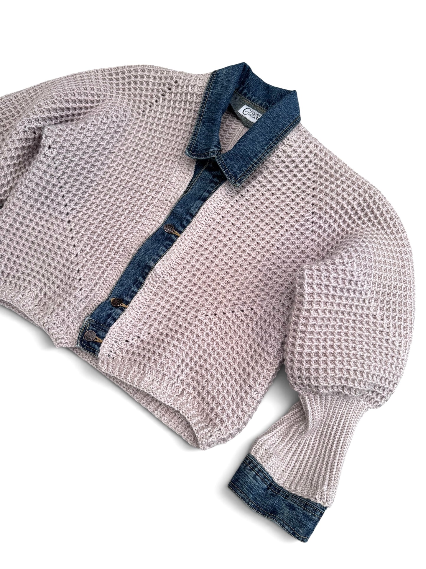 Cream Waffle Denim Jacket