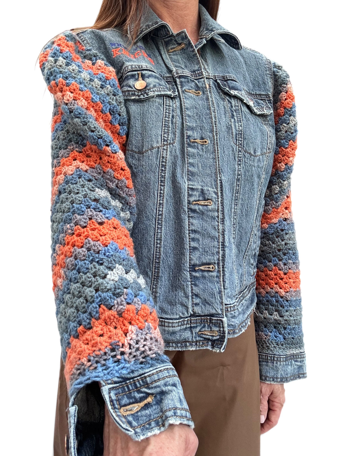 Upcycled Crochet Sleeve Knicks Jacket