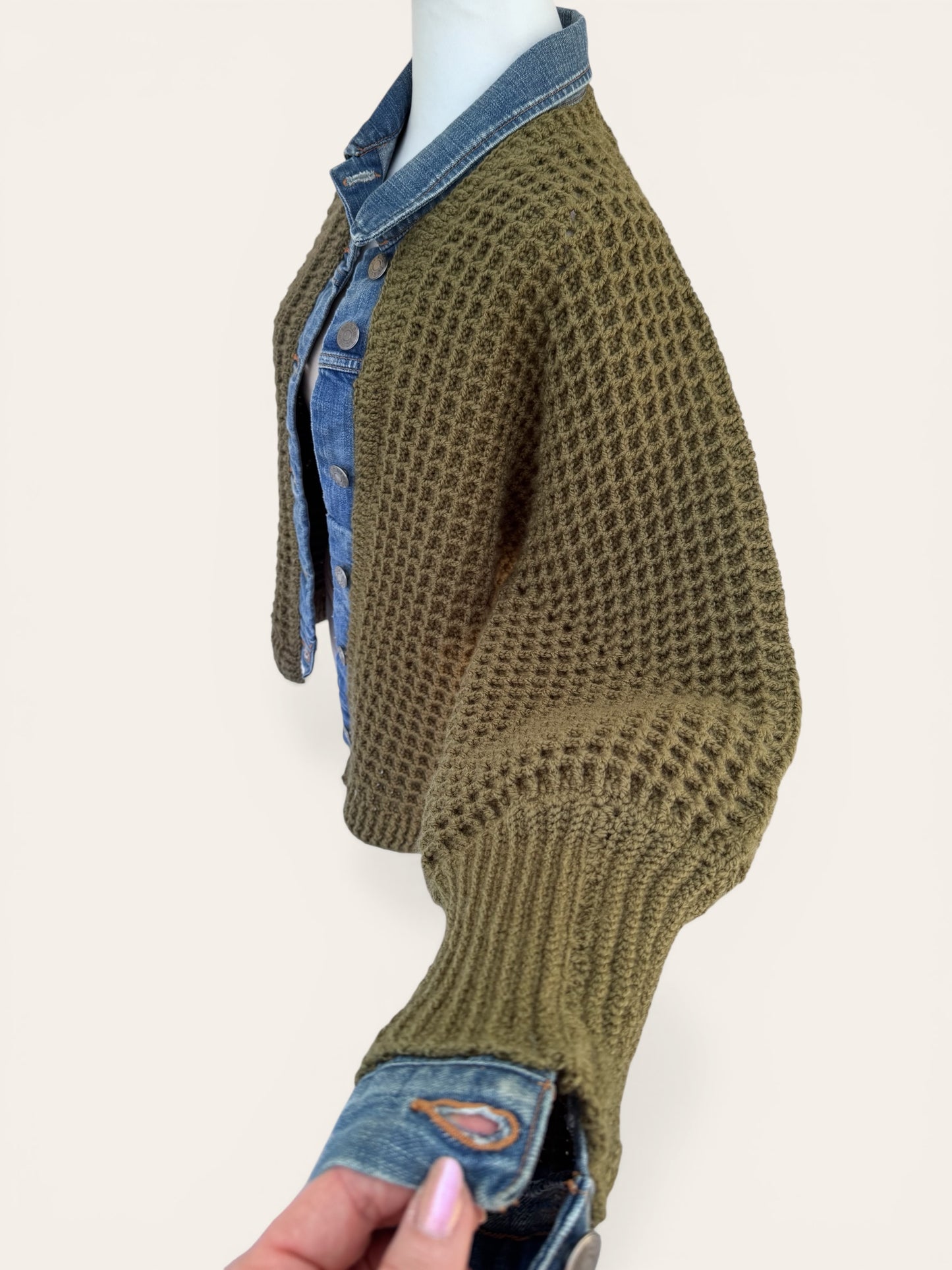 Olive Waffle Denim Jacket