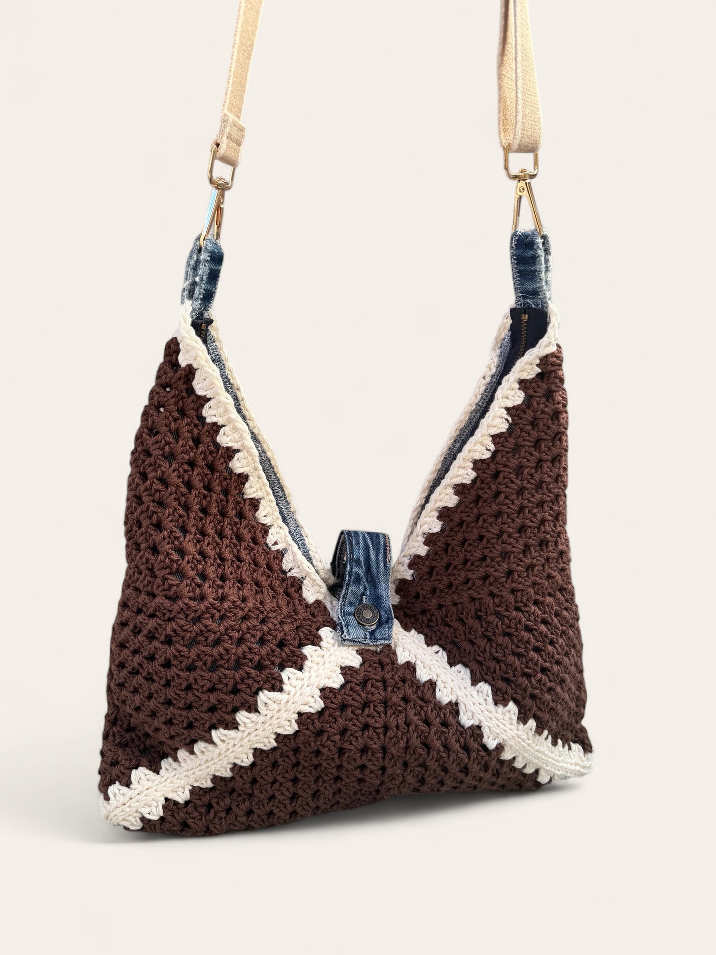 Cookies and Cream LUNA hand crochet bag