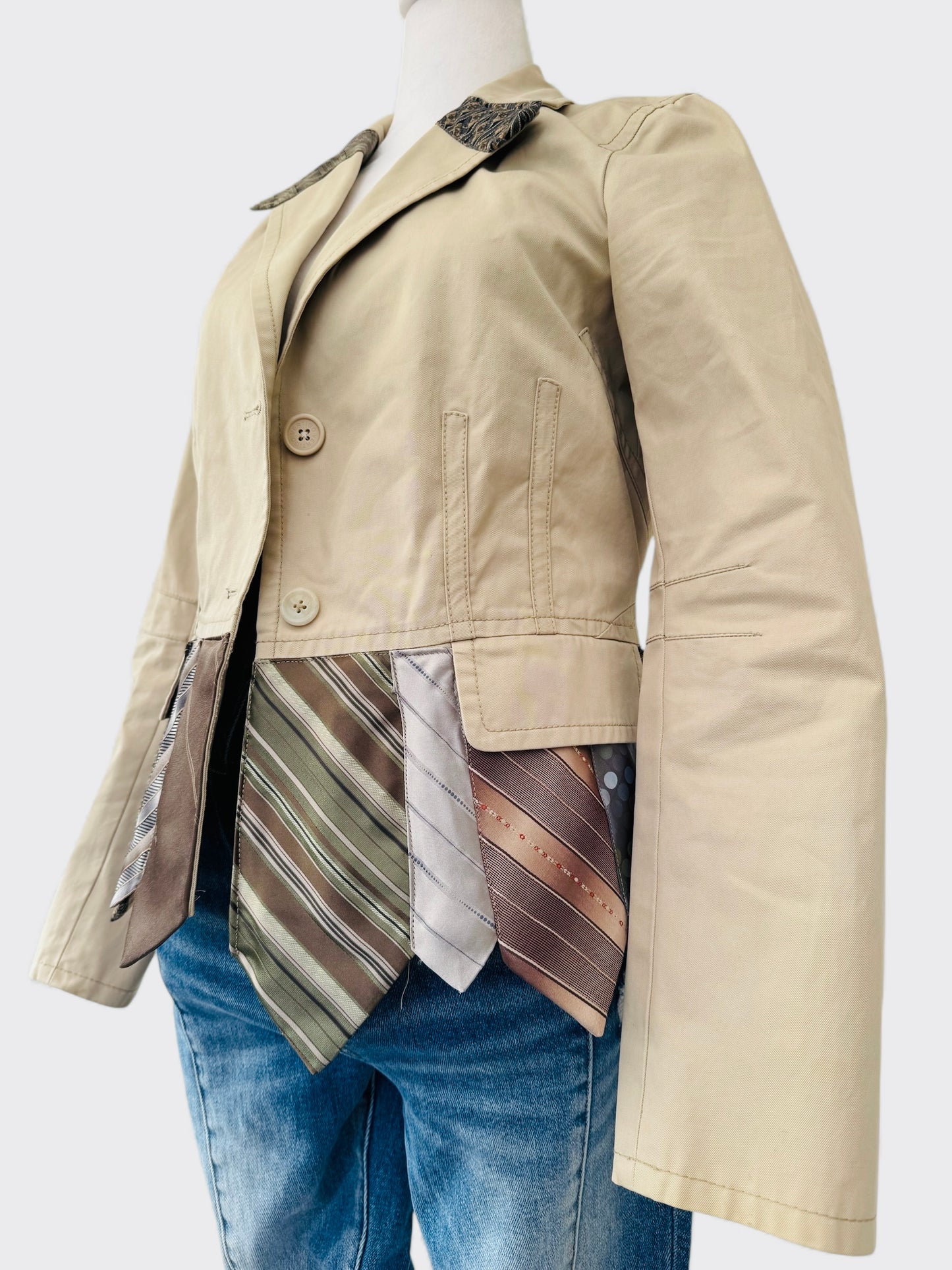 Ties Upcycled blazer with Denim Blooms