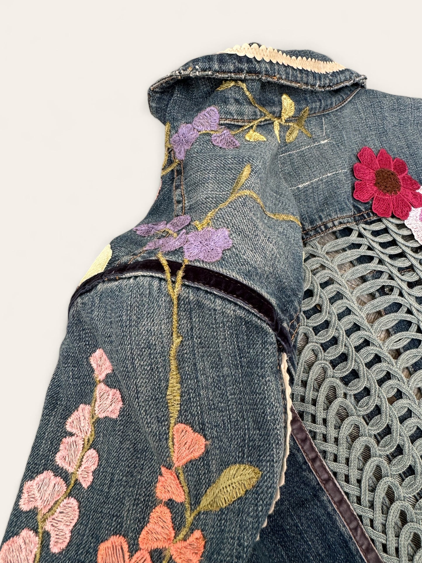 Designer Upcycled Floral Denim Rag&Bone Jacket