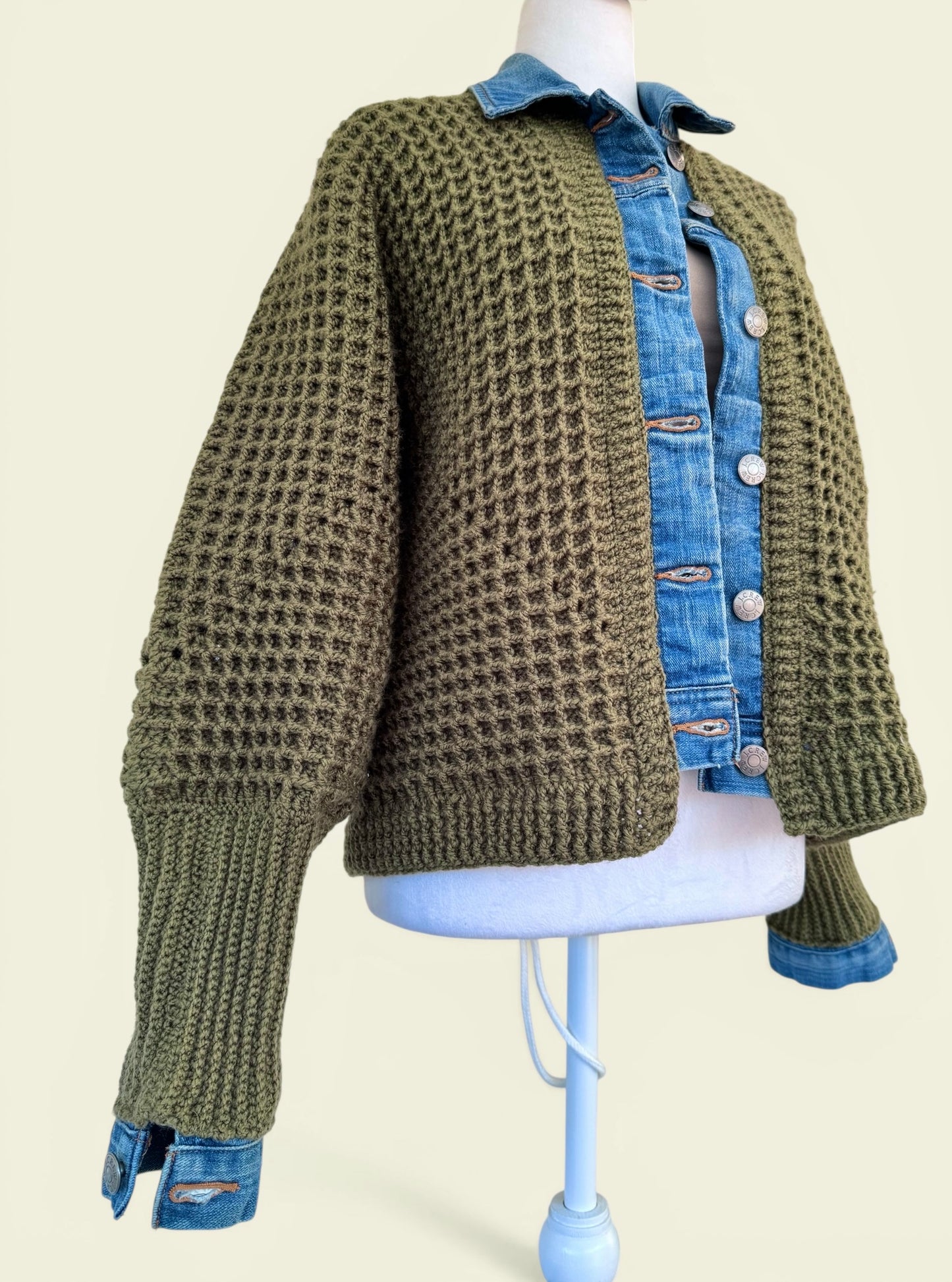 Olive Waffle Denim Jacket