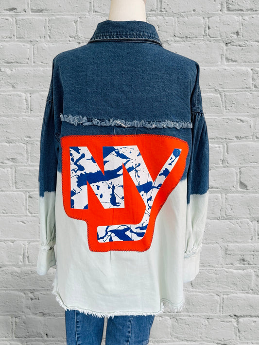 NY Islanders Upcycled Denim Jacket