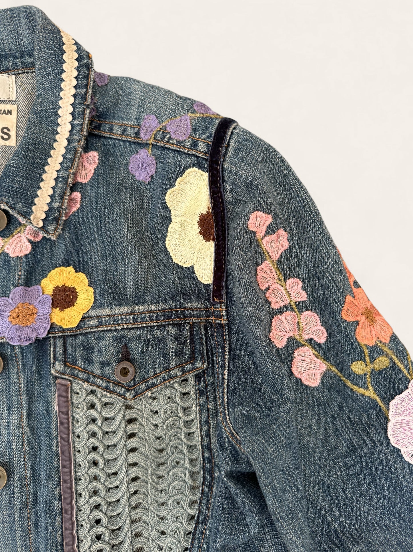 Designer Upcycled Floral Denim Rag&Bone Jacket