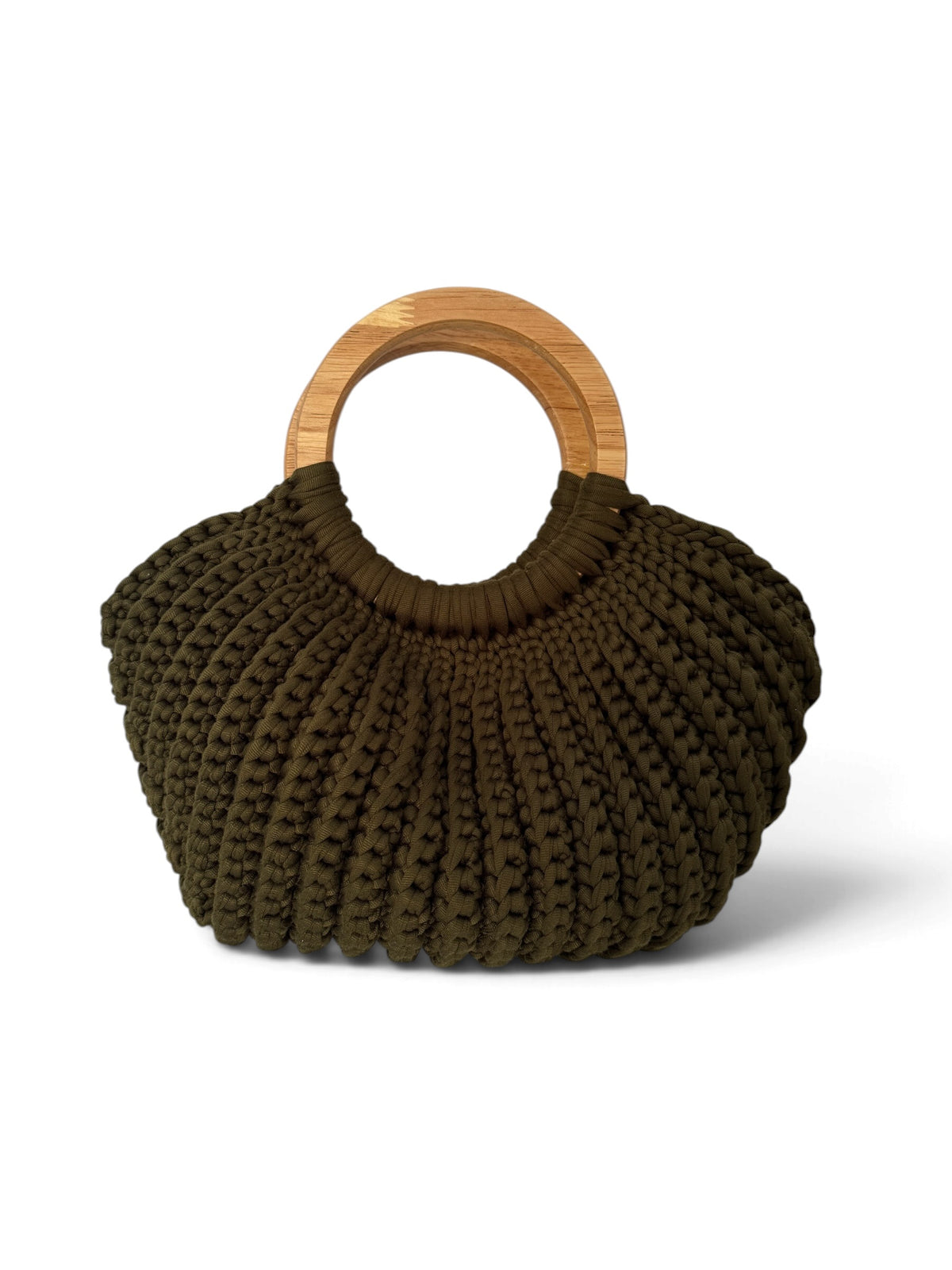 The FANFARE in Olive, hand-crochet bag