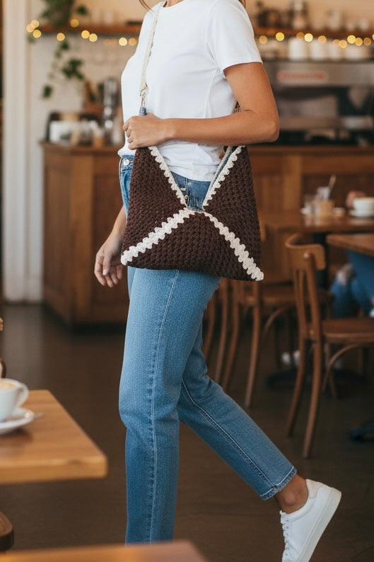 Cookies and Cream LUNA hand crochet bag