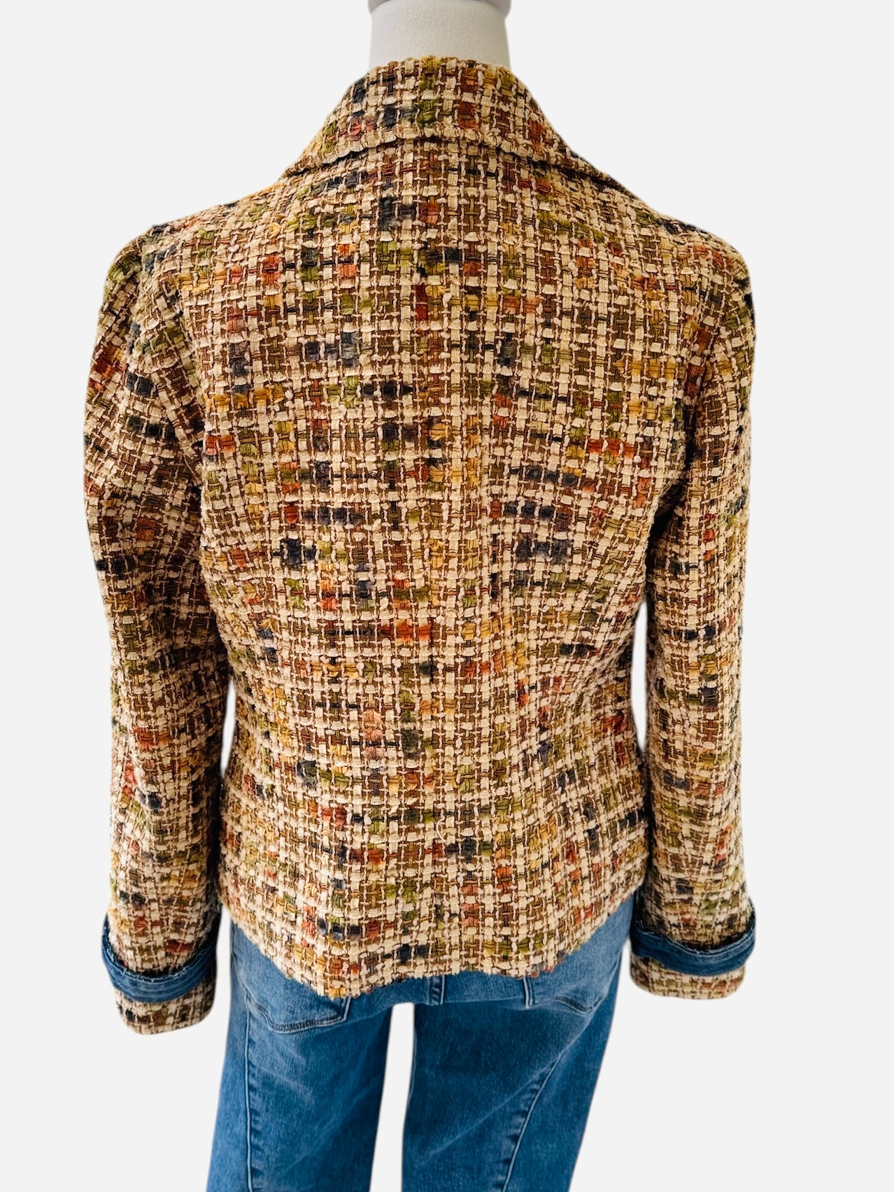 Denim & Tweed Upcycled blazer with Denim Blooms