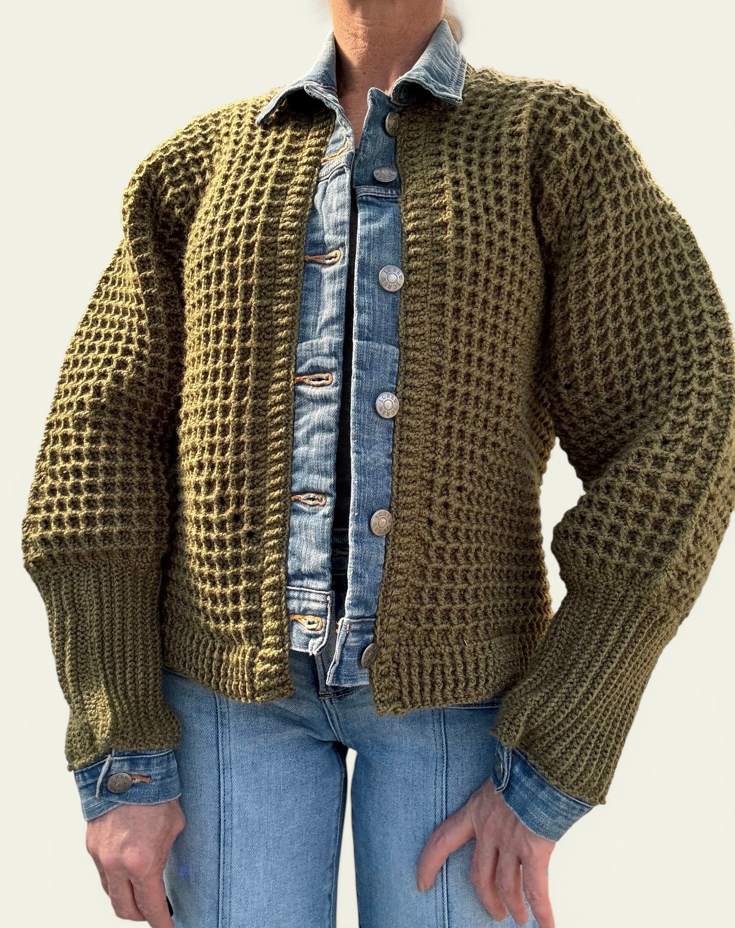 Olive Waffle Denim Jacket