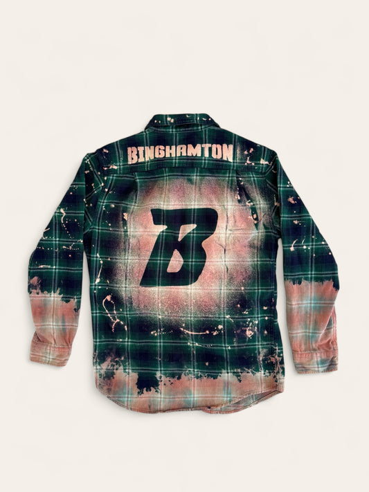 Binghamton University Bleached Logo Flannel