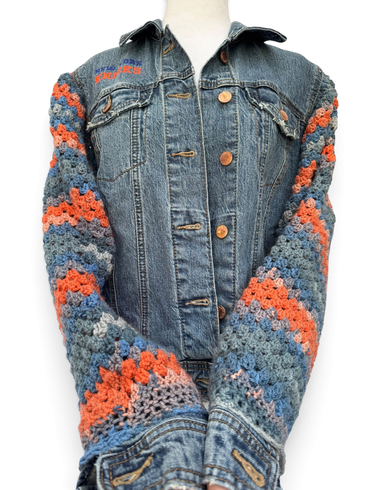 Upcycled Crochet Sleeve Knicks Jacket