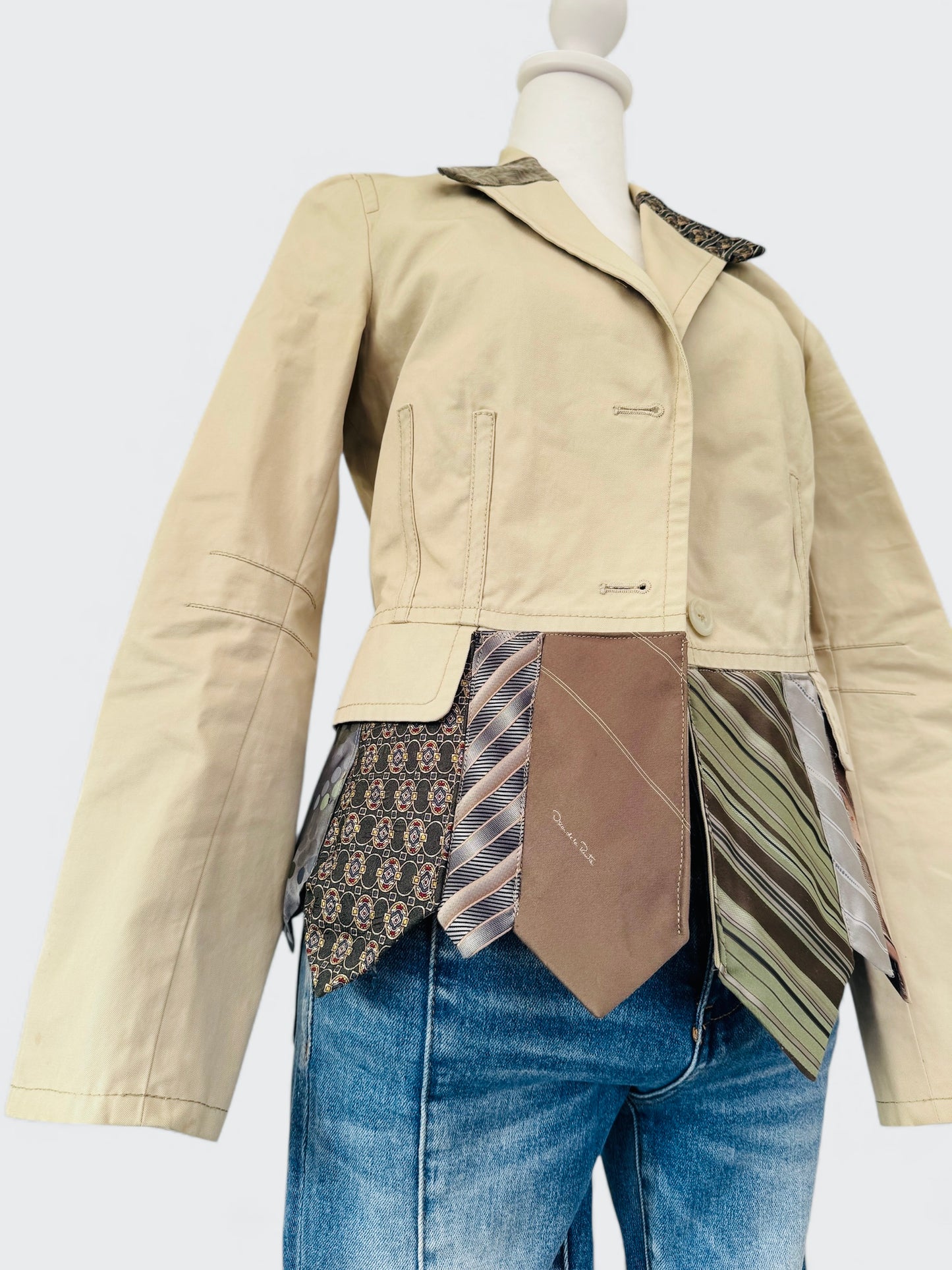 Ties Upcycled blazer with Denim Blooms