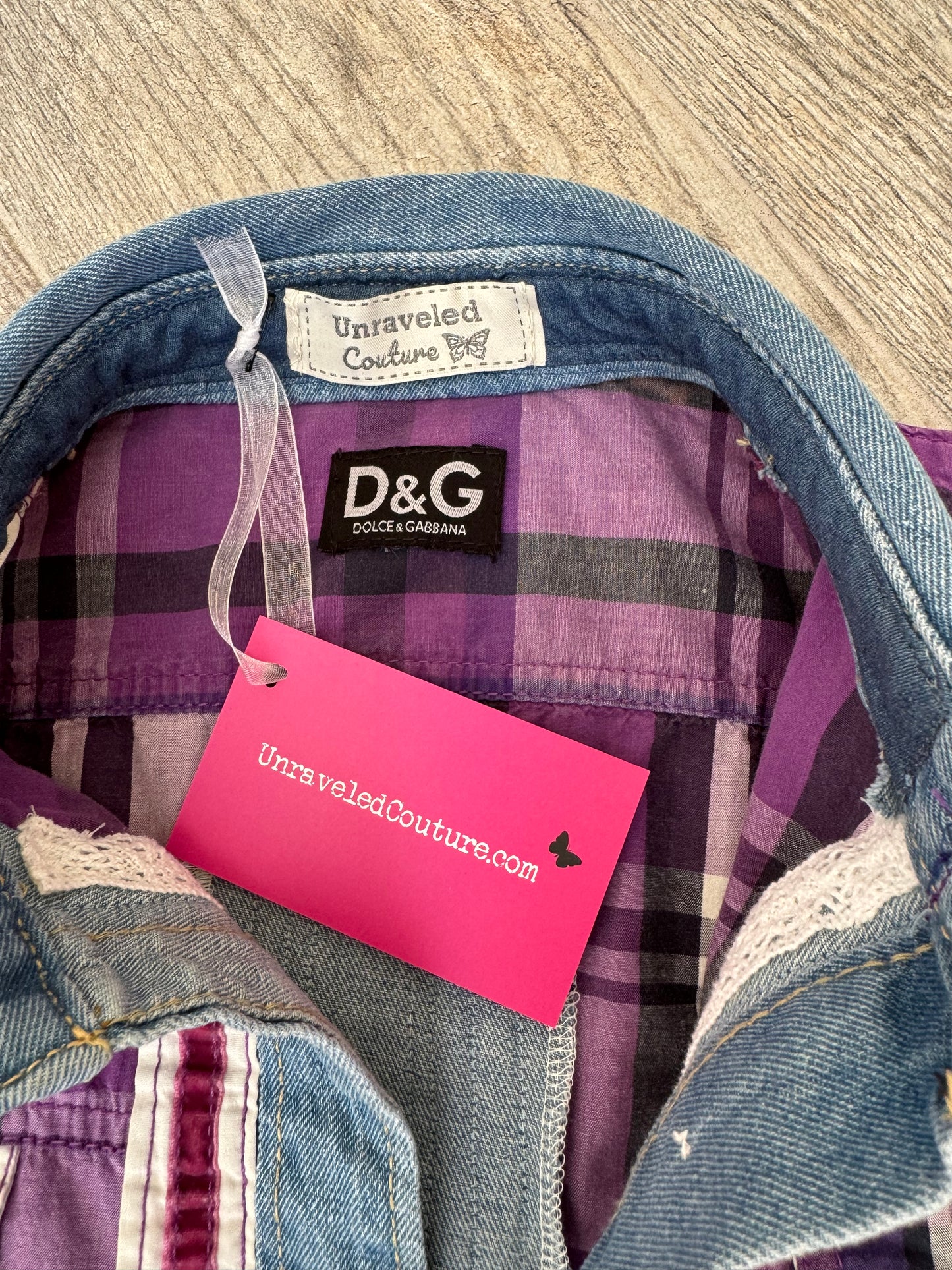 Designer Upcycled Denim-Plaid D&G Jacket